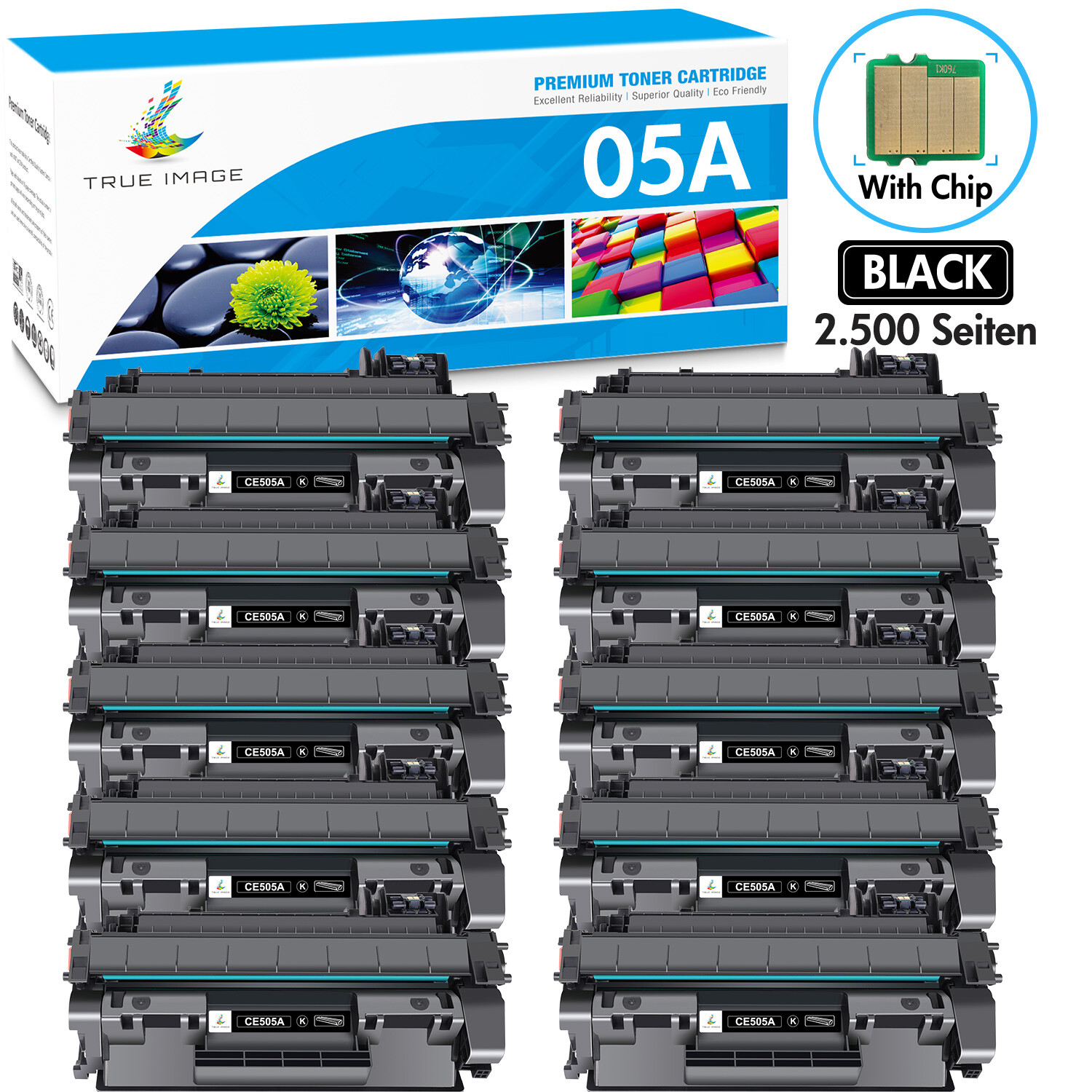 10PK CE505A Toner Cartridge for HP 05A LaserJet P2035 P2035n P2055dn P2055 P2050
