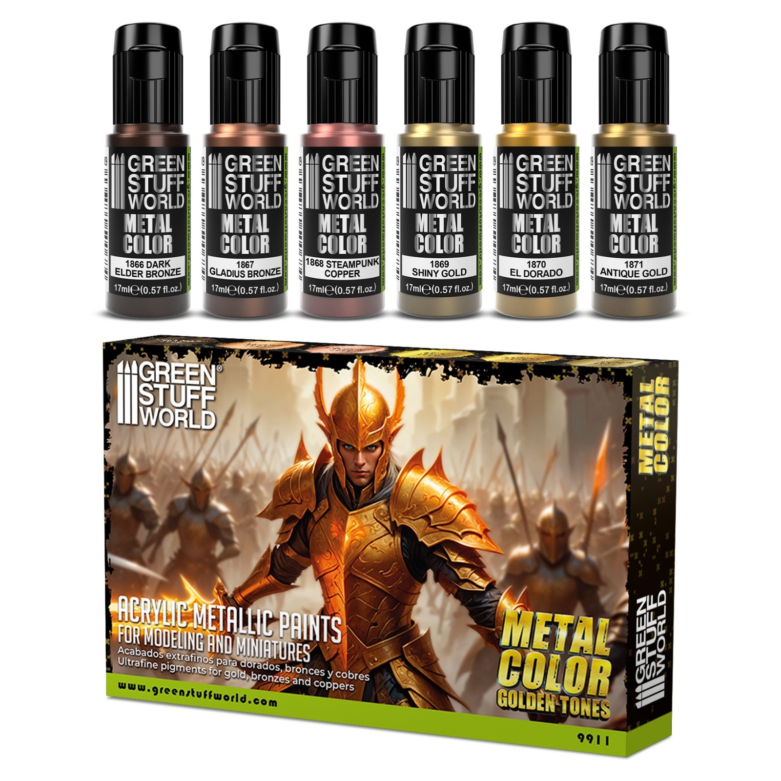 Metallic Paints Set - Gold - Intensity Airbrush Brush Figures Miniature