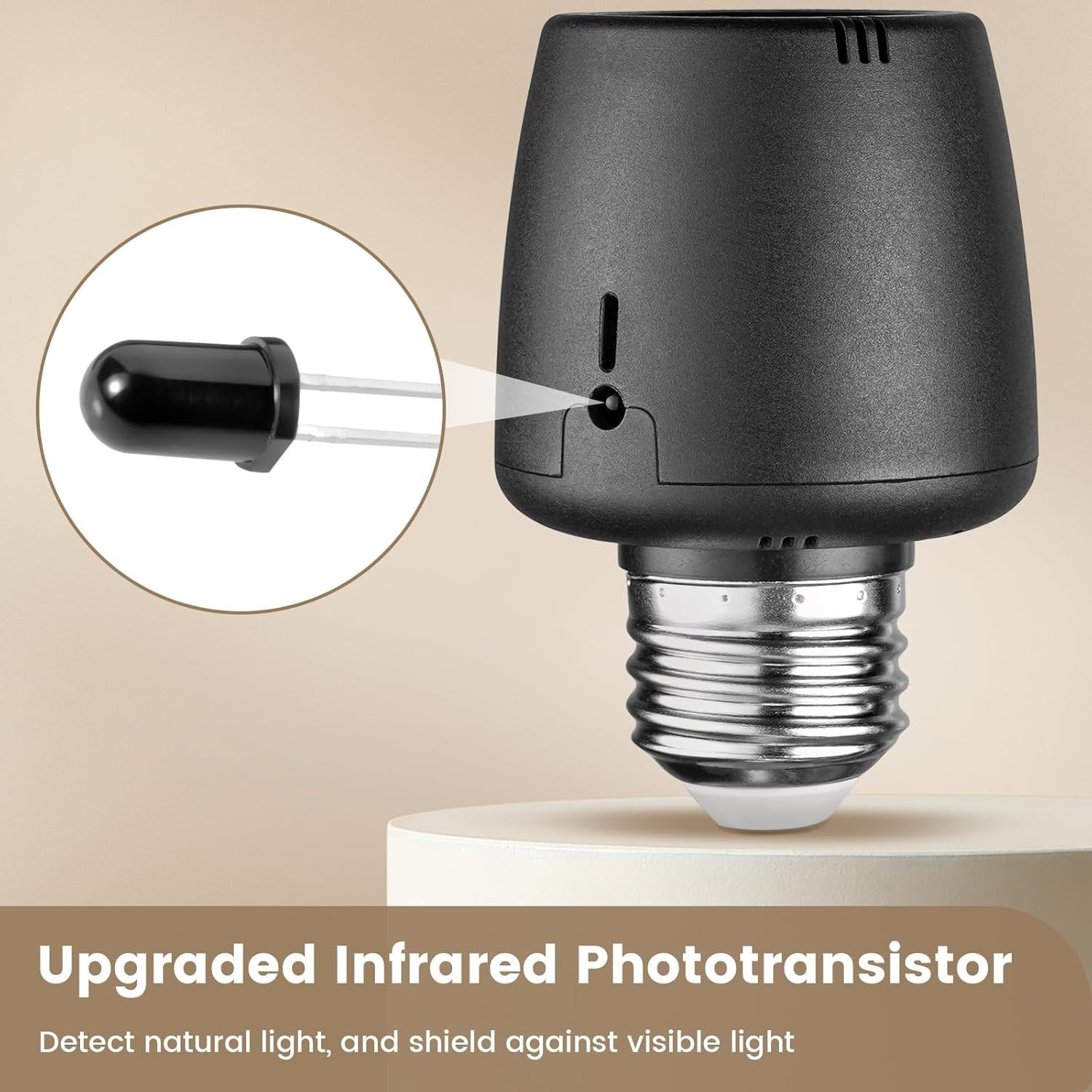 Light Sensor Socket, Dusk to Dawn Sensor, E26 E27 Light Bulb Socket Adapter, ...