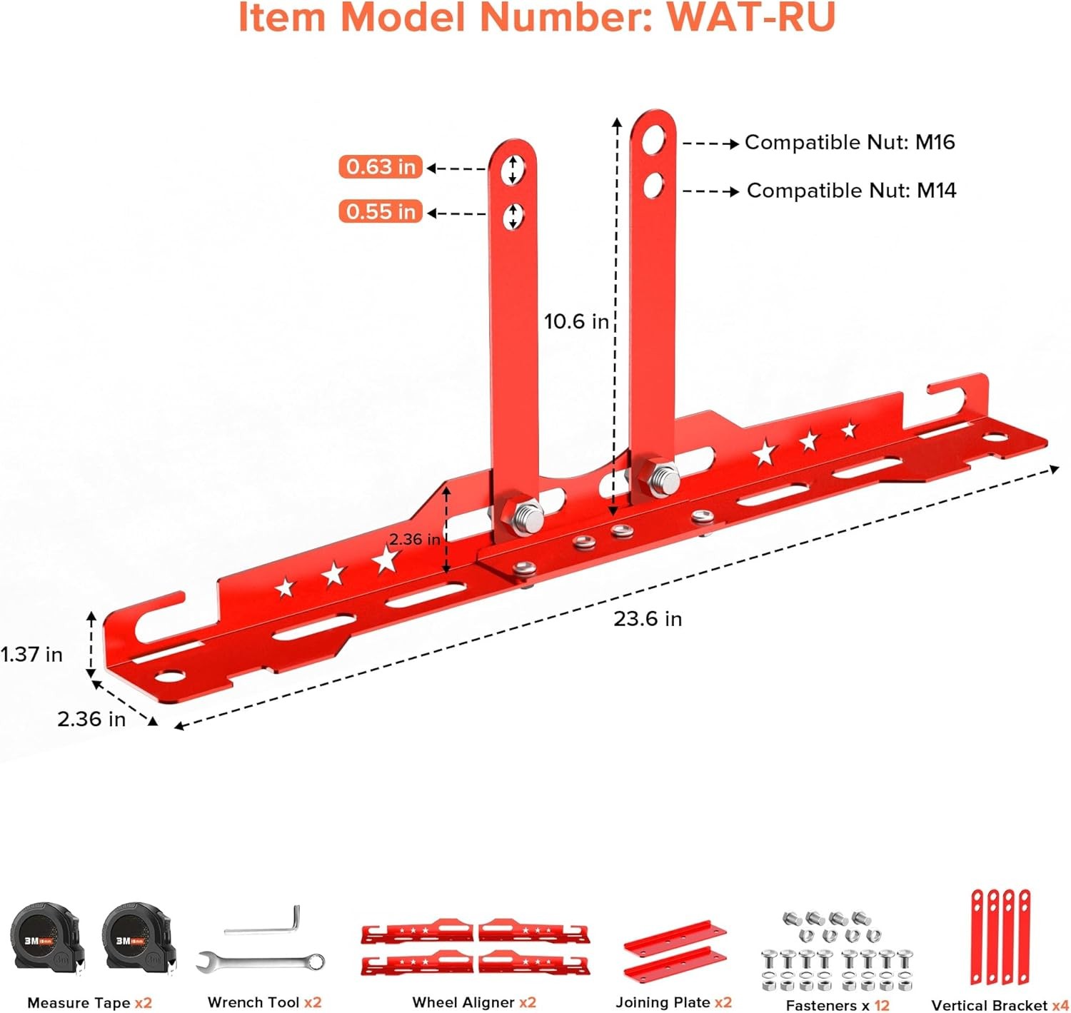 2 PCS Wheel Toe Alignment Tool Plate Automotive Wheel Alignment Tool - Red NEW