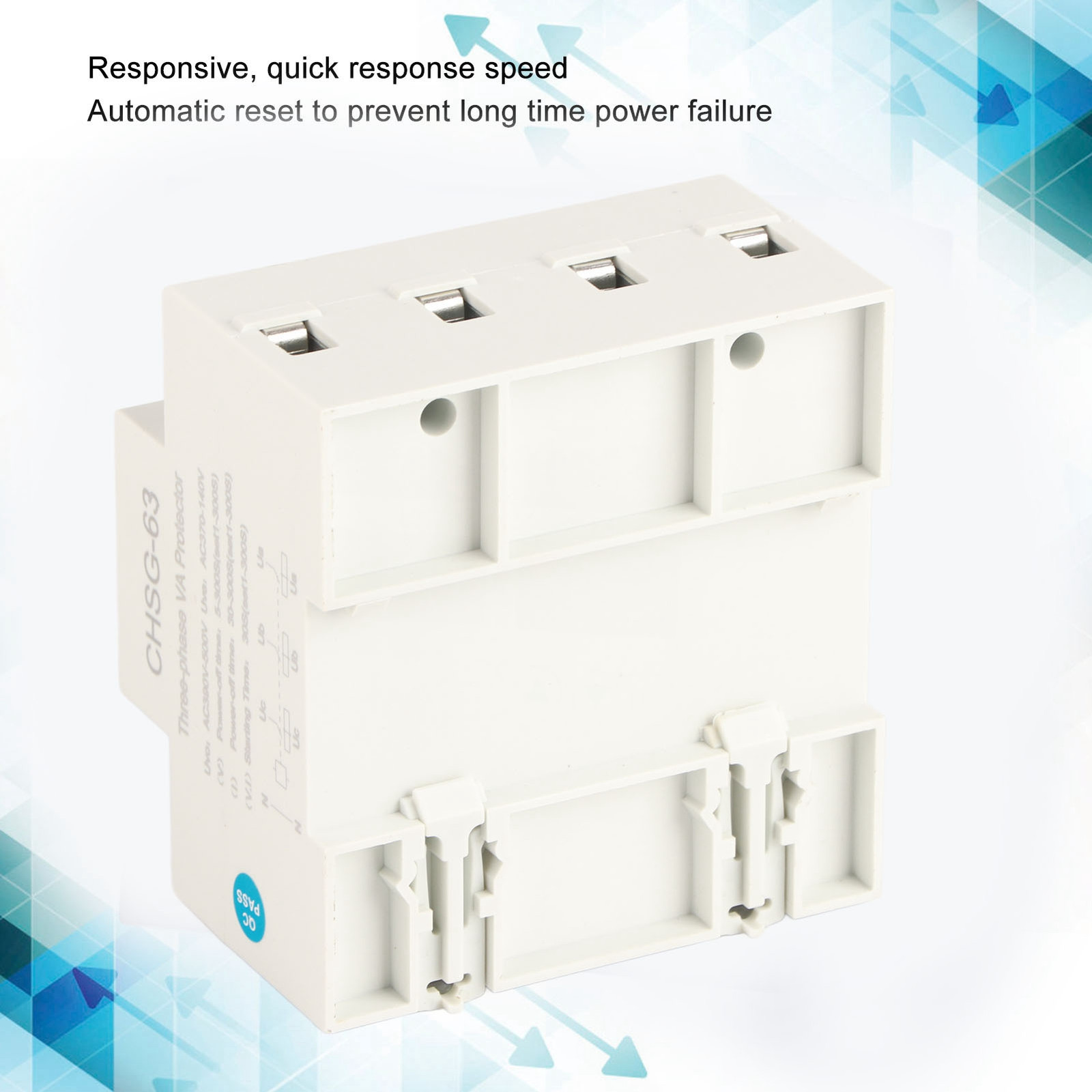 3 Phase DIN Rail Voltmeter Ammeter Automatic Overvoltage Protector 63A Part