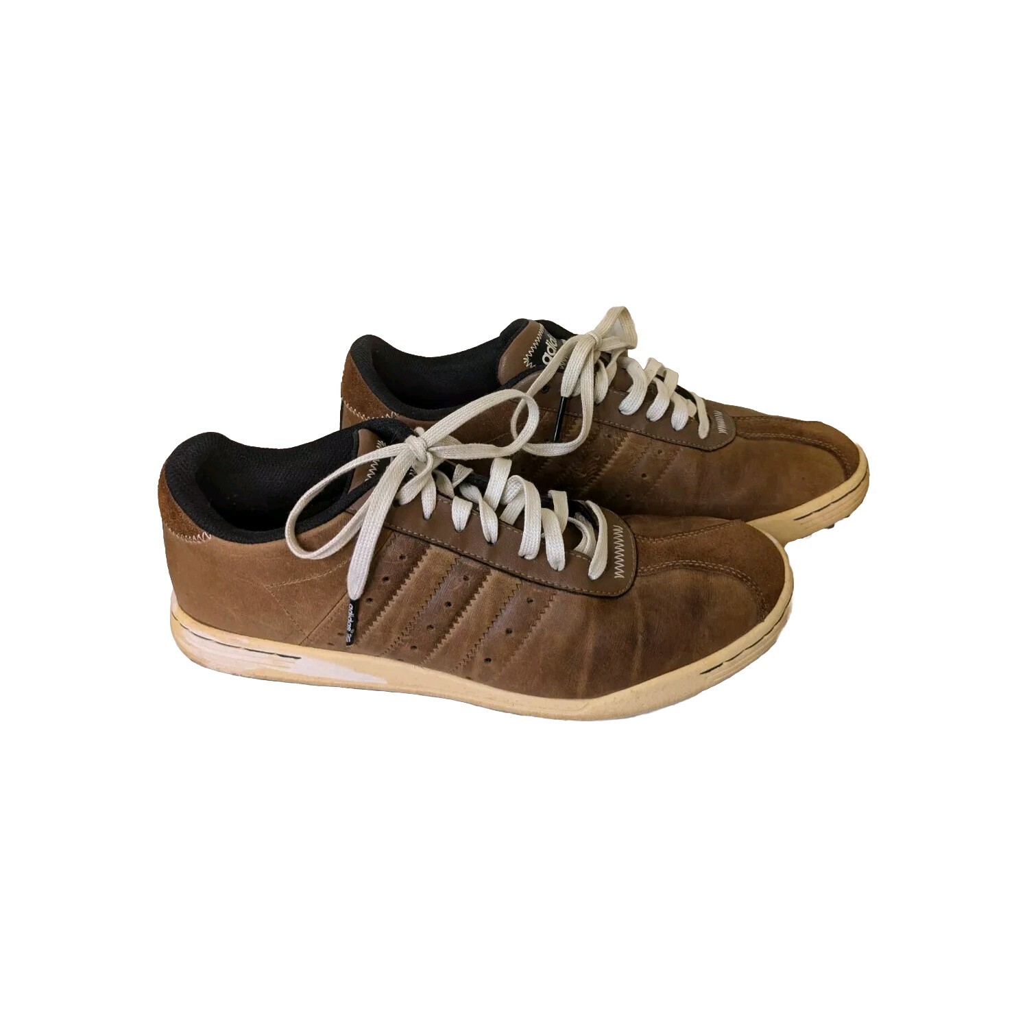 Adidas Men's Sneakers Golf Spikeless Shoes Brown Leather Size 10.5 Lace-up. 2F