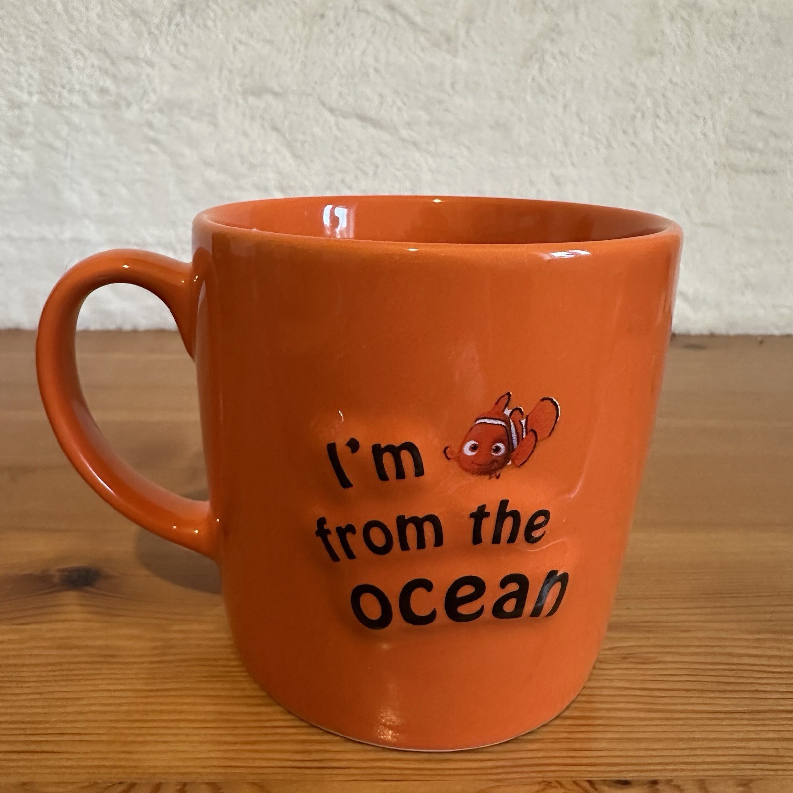 Disney Store Finding Nemo 3D Mug Orange Embossed Pixar Excellent Condition