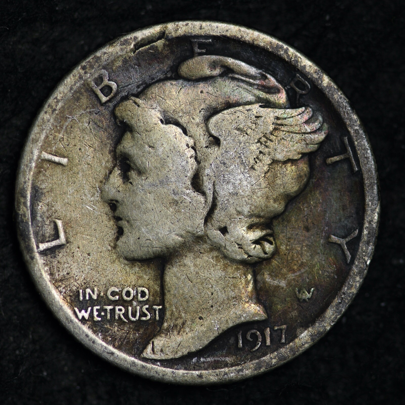 1917-S Mercury Silver Dime CHOICE FINE FREE SHIPPING E378 VE