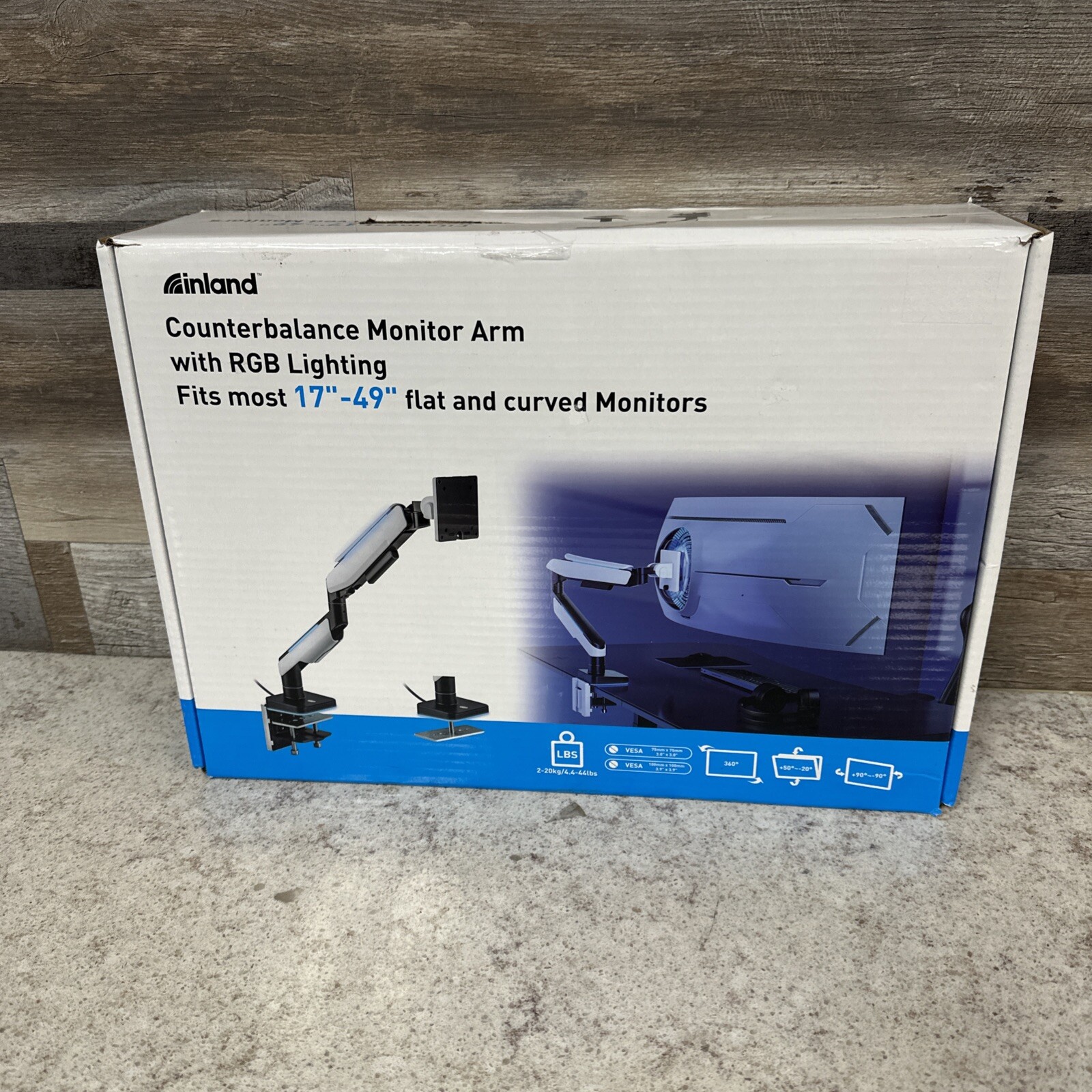 Inland Single Screen Desk-Mounted Gas Spring Monitor Arm for 17 - 49" Monitor