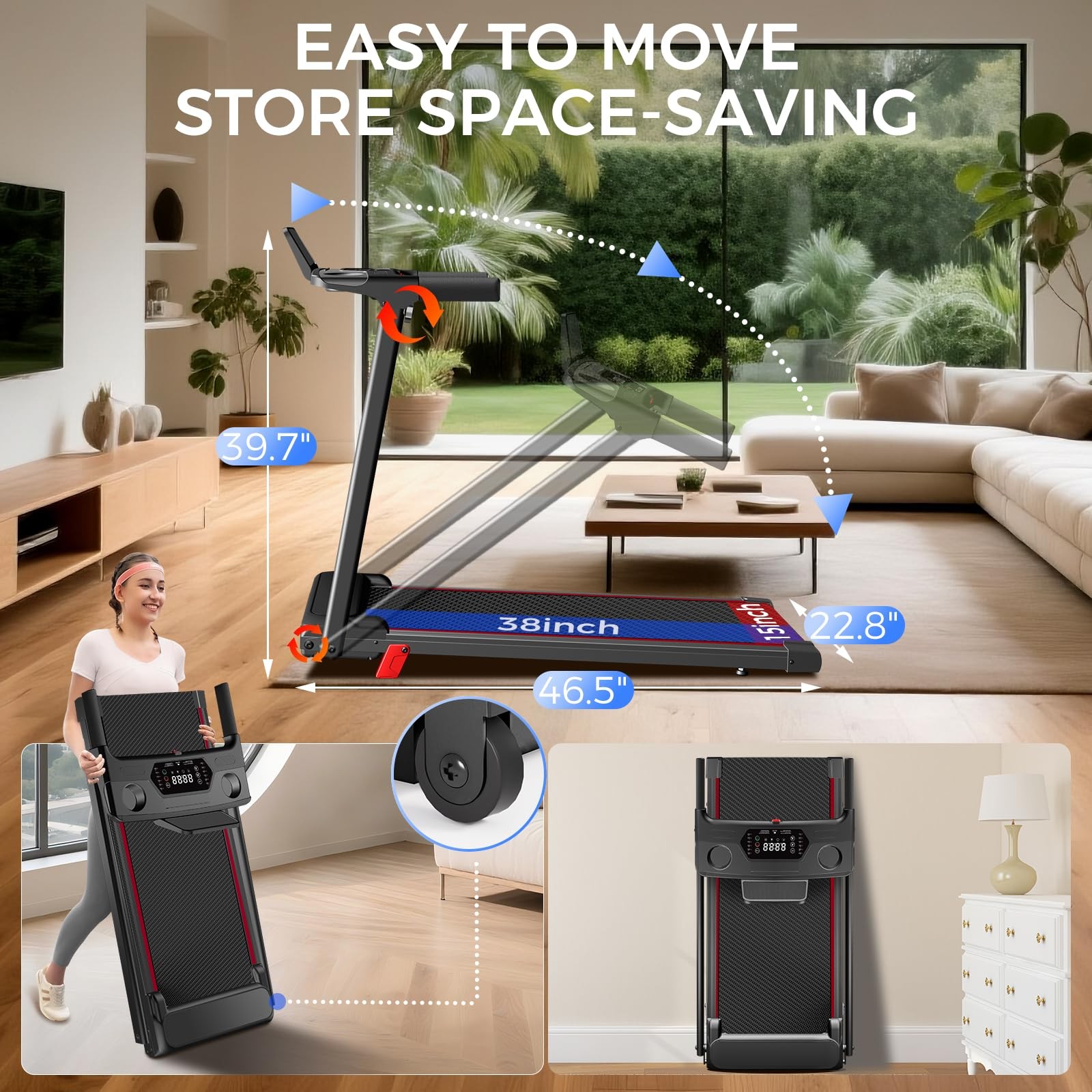 Treadmill with Incline 3-in-1 Portable Treadmills for Home Small, Incline Wal...