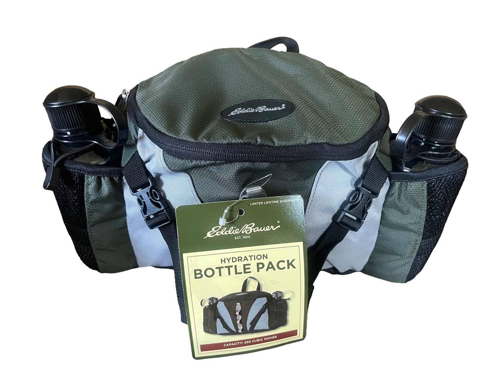 Eddie Bauer Hydration Bottle Waist Pack 250 Cubic Inches Compression Straps New