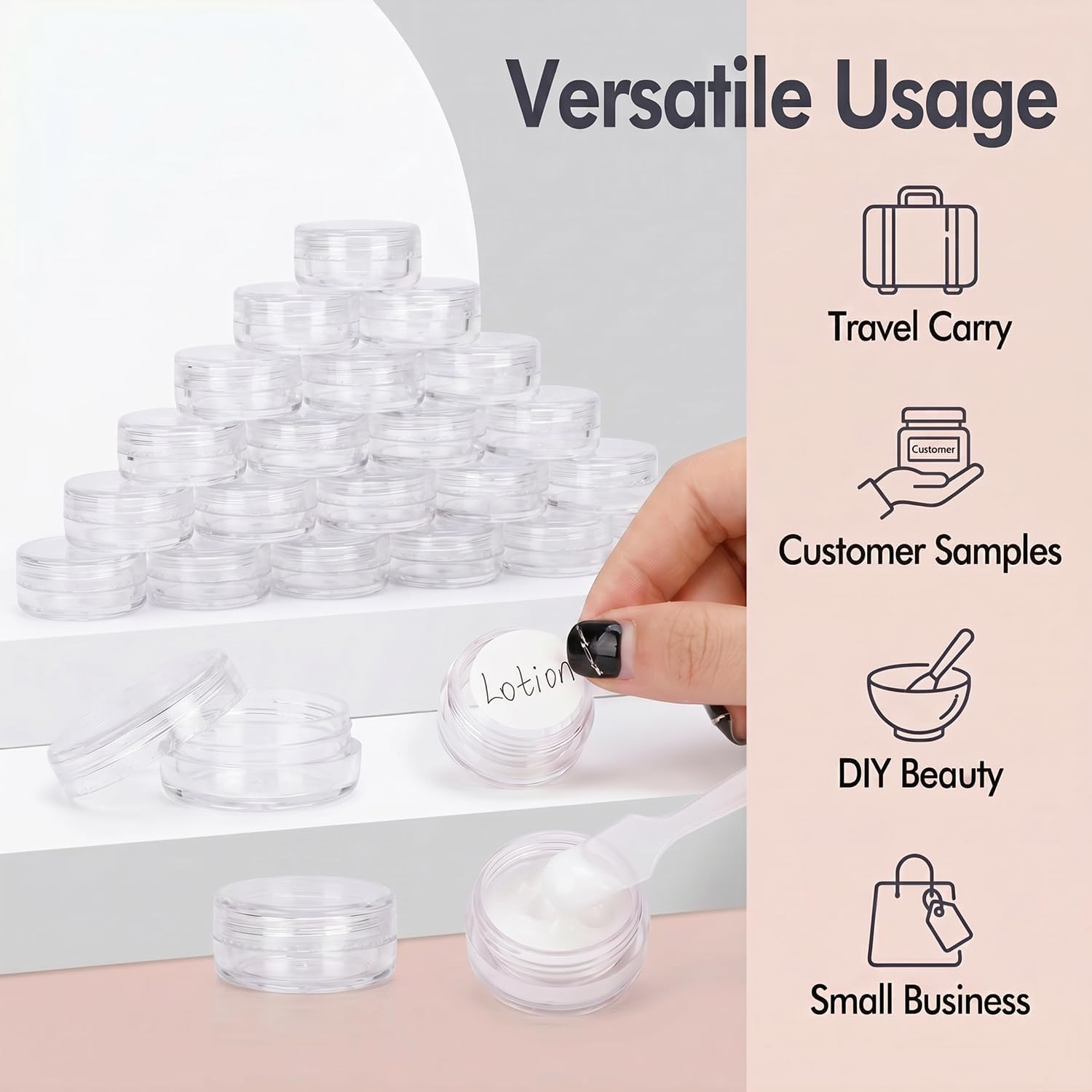 3 Gram Sample Containers 25 Count Empty Lip Balm Containers with Labels | Leak P