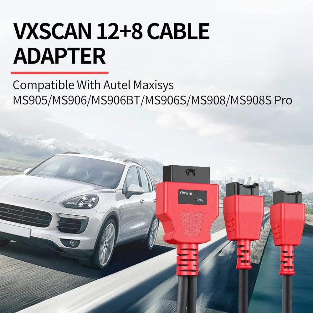 FCA 12+8 Cable Adapter for Chrysler 12+8 Programming Cable Connector, Autel OBD2
