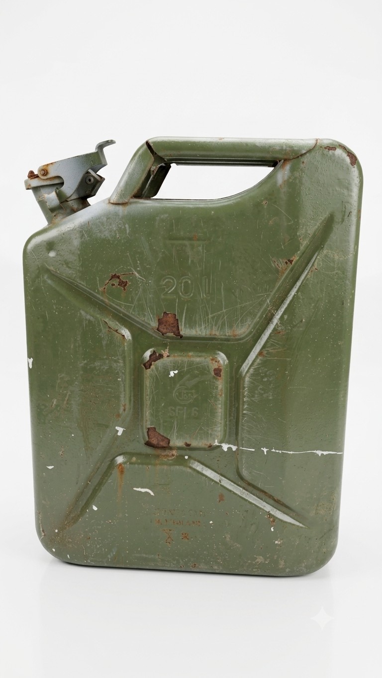 2x British Army Pattern Green 20 Litre Jerry Cans, No NATO NSN Numbers