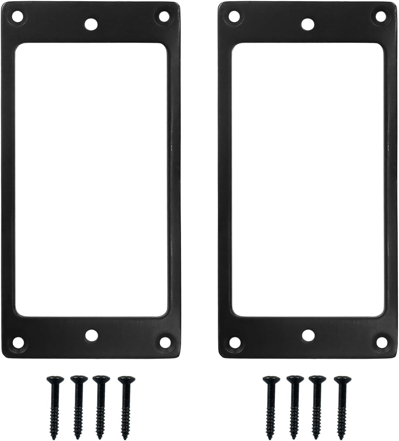 2 Pcs Flat Metal Humbucker Pickup Rings Black Guitar Bass Cover Frame Replacemen