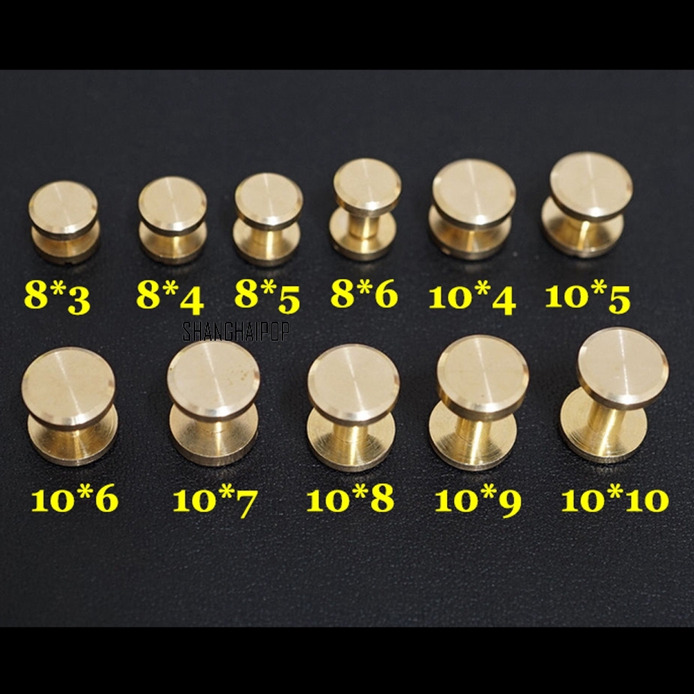 20pcs Brass Binding Screw Chicago Nail Stud Rivet Interscrew Bag Belt Shoes Gold