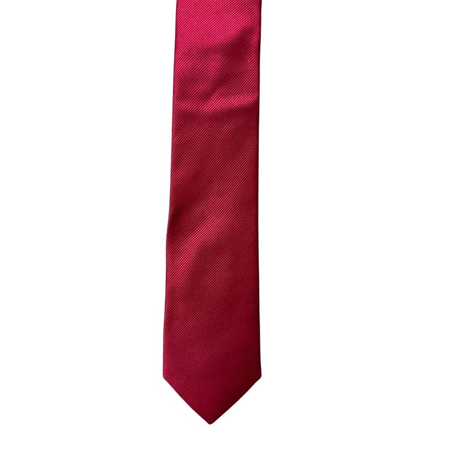Original Penguin Mens Silk Necktie Red Ribbed Skinny Tie RN138136