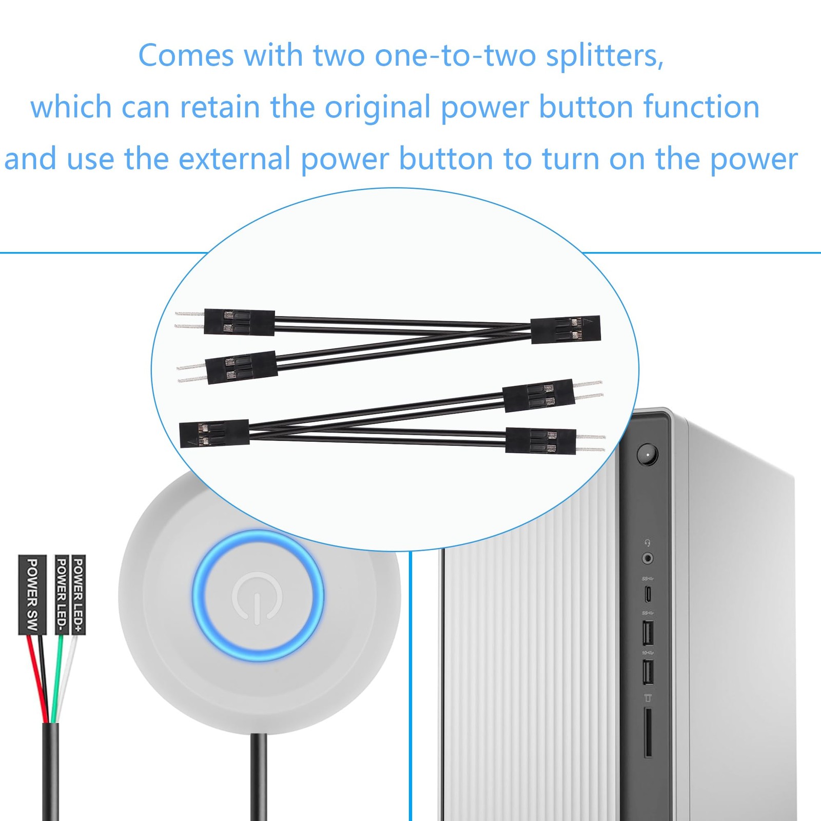 SinLoon PC Power Switch - Desktop Computer External Remote Start White