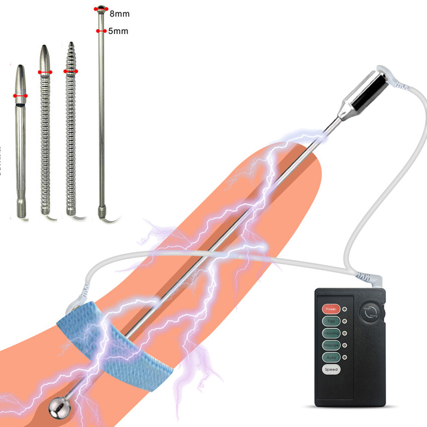 Male Electric E-stim Stretcher Urethral Sounding Rod Penis Plug Dilator Metal