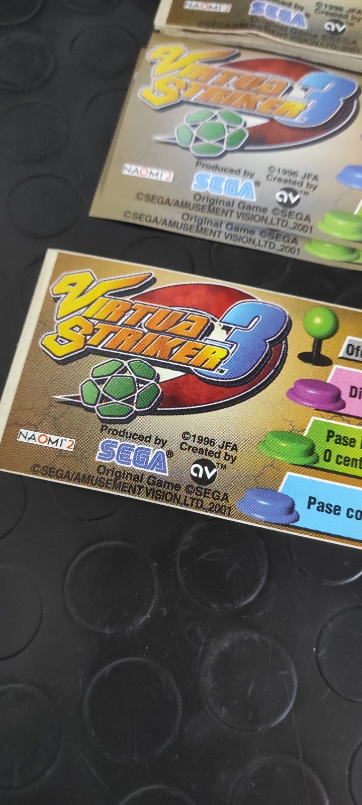 Virtua Striker 3 Sega Naomi Arcade stickers label Originals