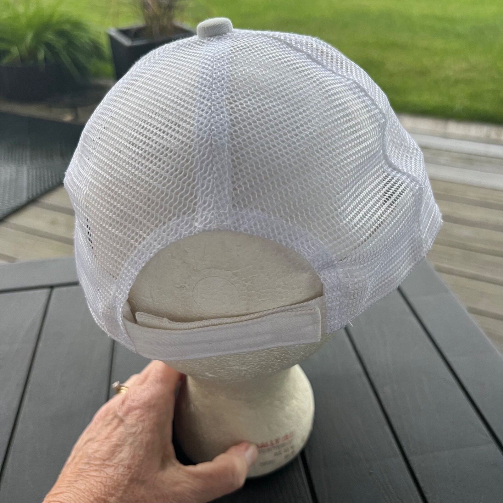 Curology Shamrock Gold Embroidered Hat Cap White Trucker Fabric Mesh w Hook Loop