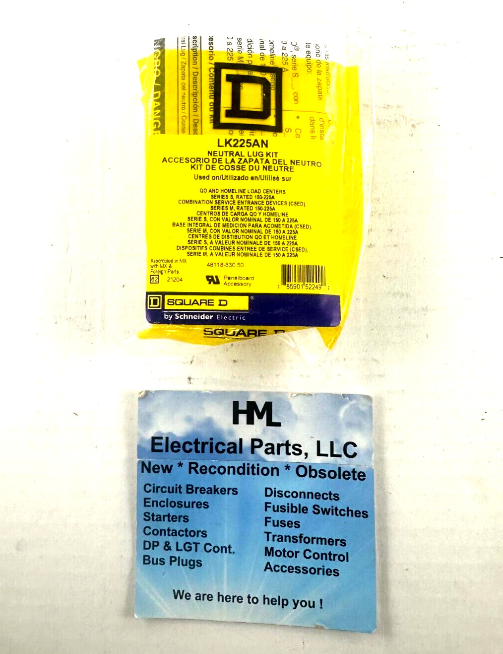 SQUARE D, LK225AN, NEUTRAL LUG, 150A-225A, FOR QO AND HOMELINE *NEW