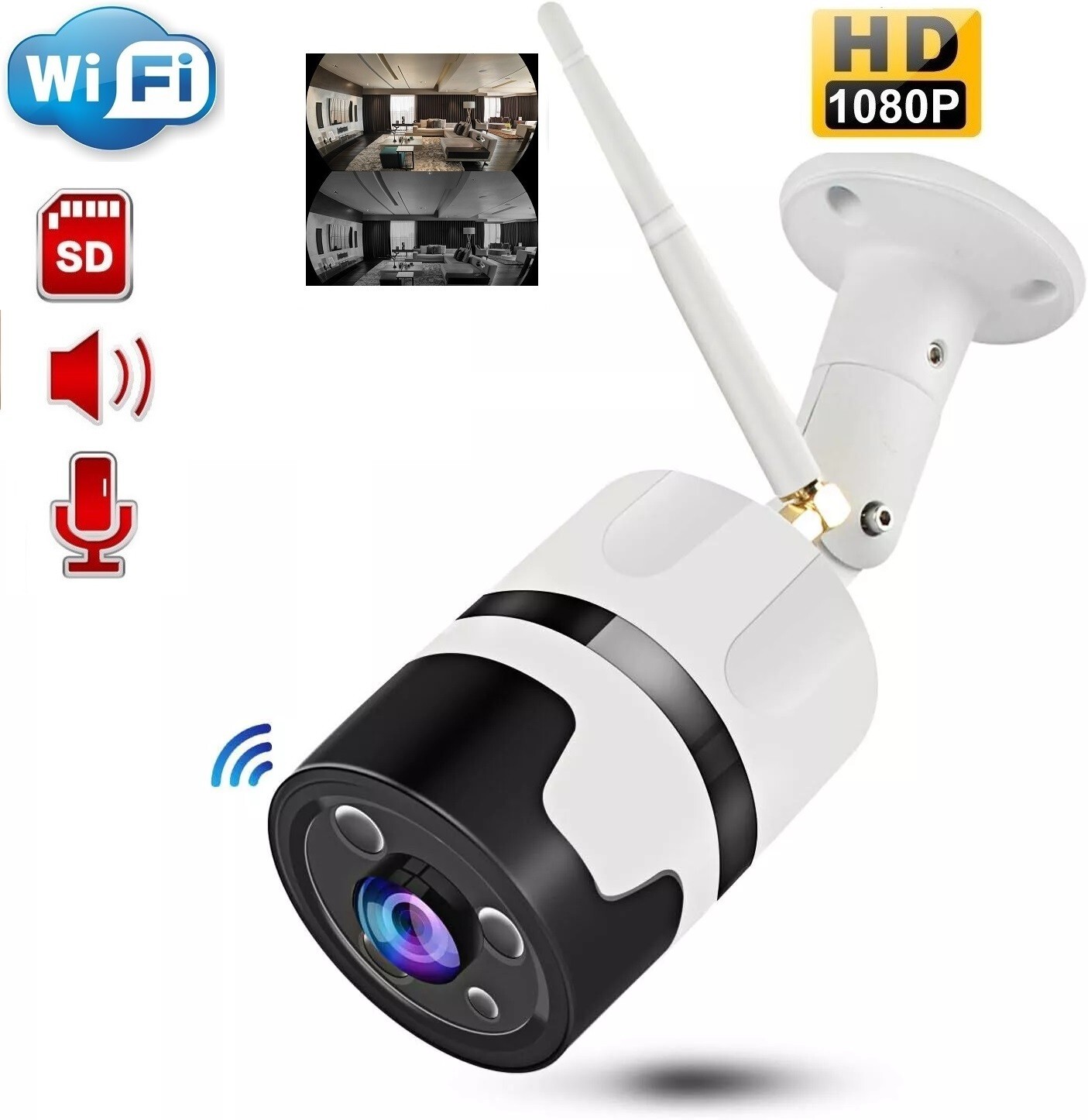 Qty 1X CHORTAU Outdoor Wireless Waterproof WiFi 1080P Security Bullet Camera