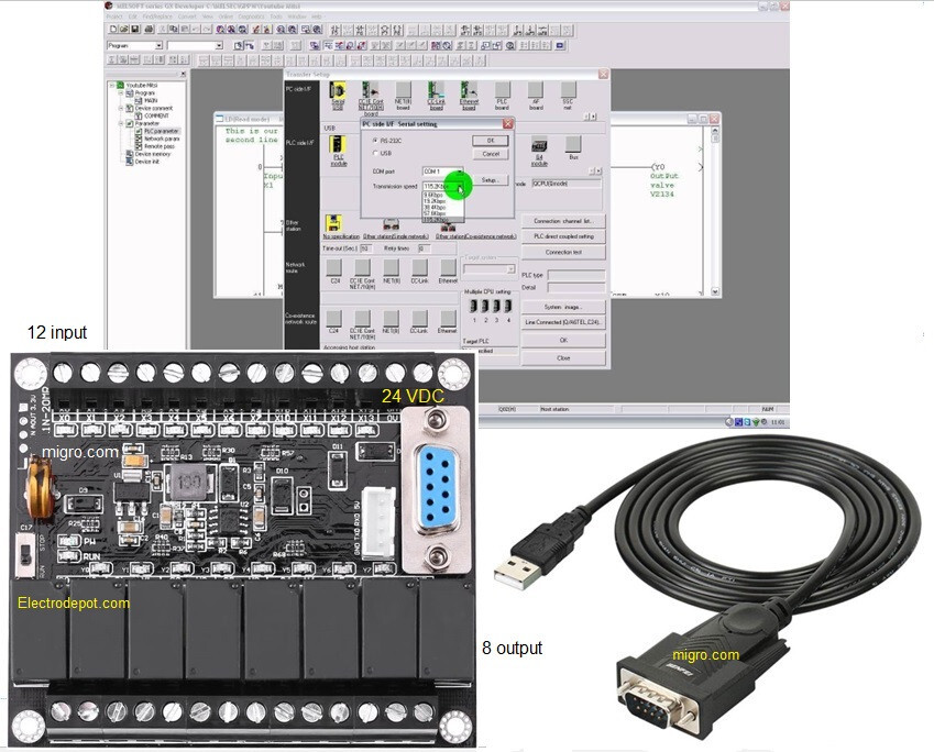 PLC Starter Kit Ladder Logic Professional Programmable Controller 24V GX Softwar