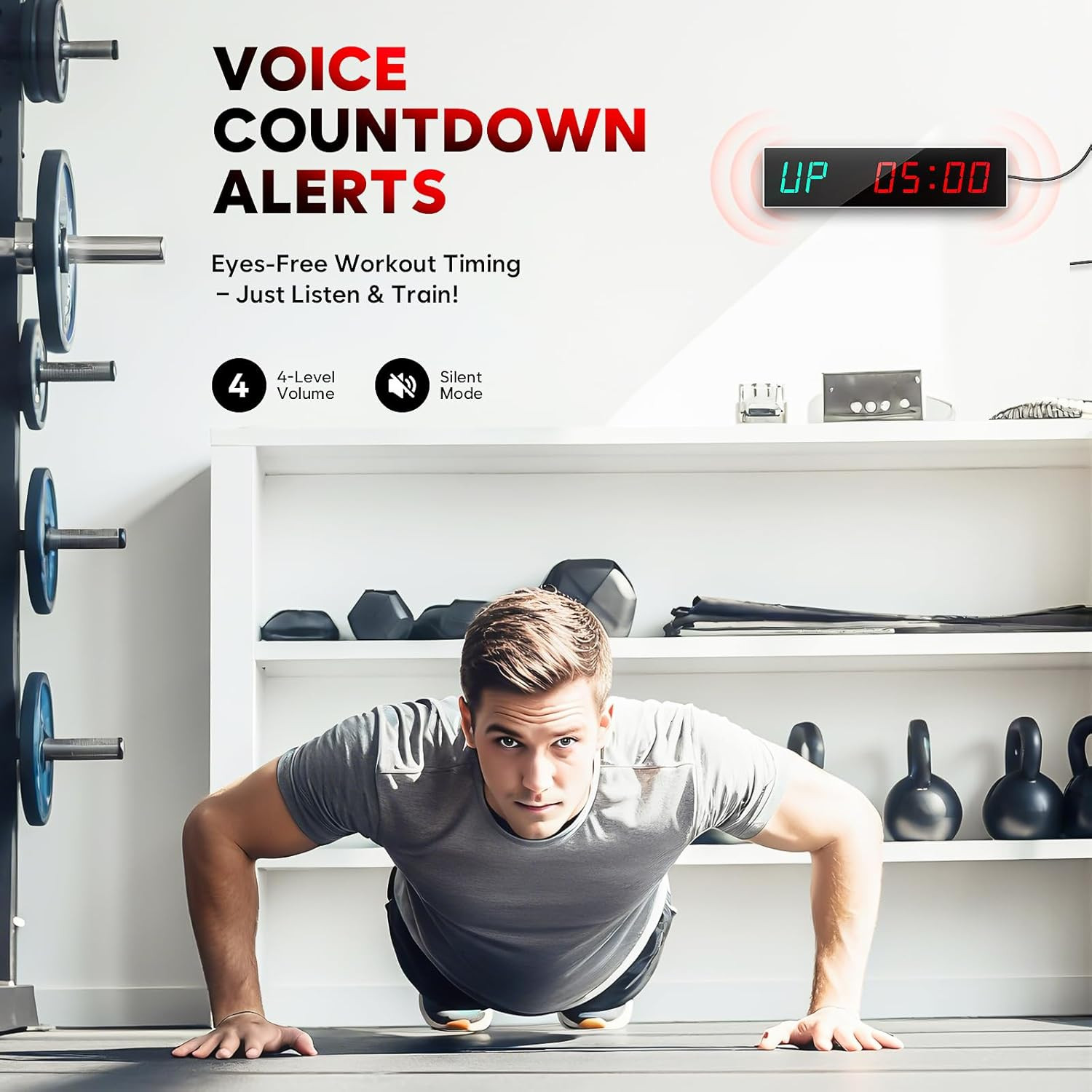 Dienmern Large Digital Gym Timer – Remote Control Gym Clock Wall with 9 Custom M