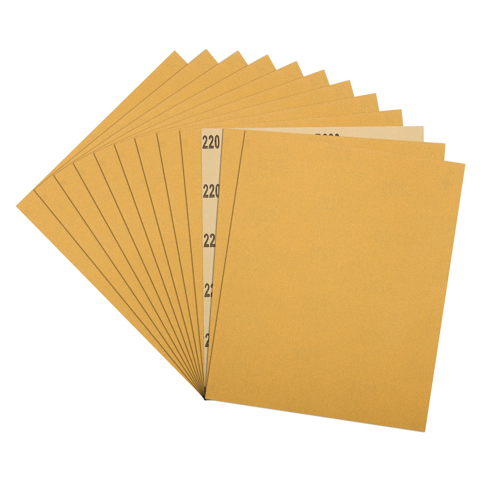 Sandpapers (9" x 11"/229mm x 279mm) 12 Sheet, 220 Grit Gold Sand Paper