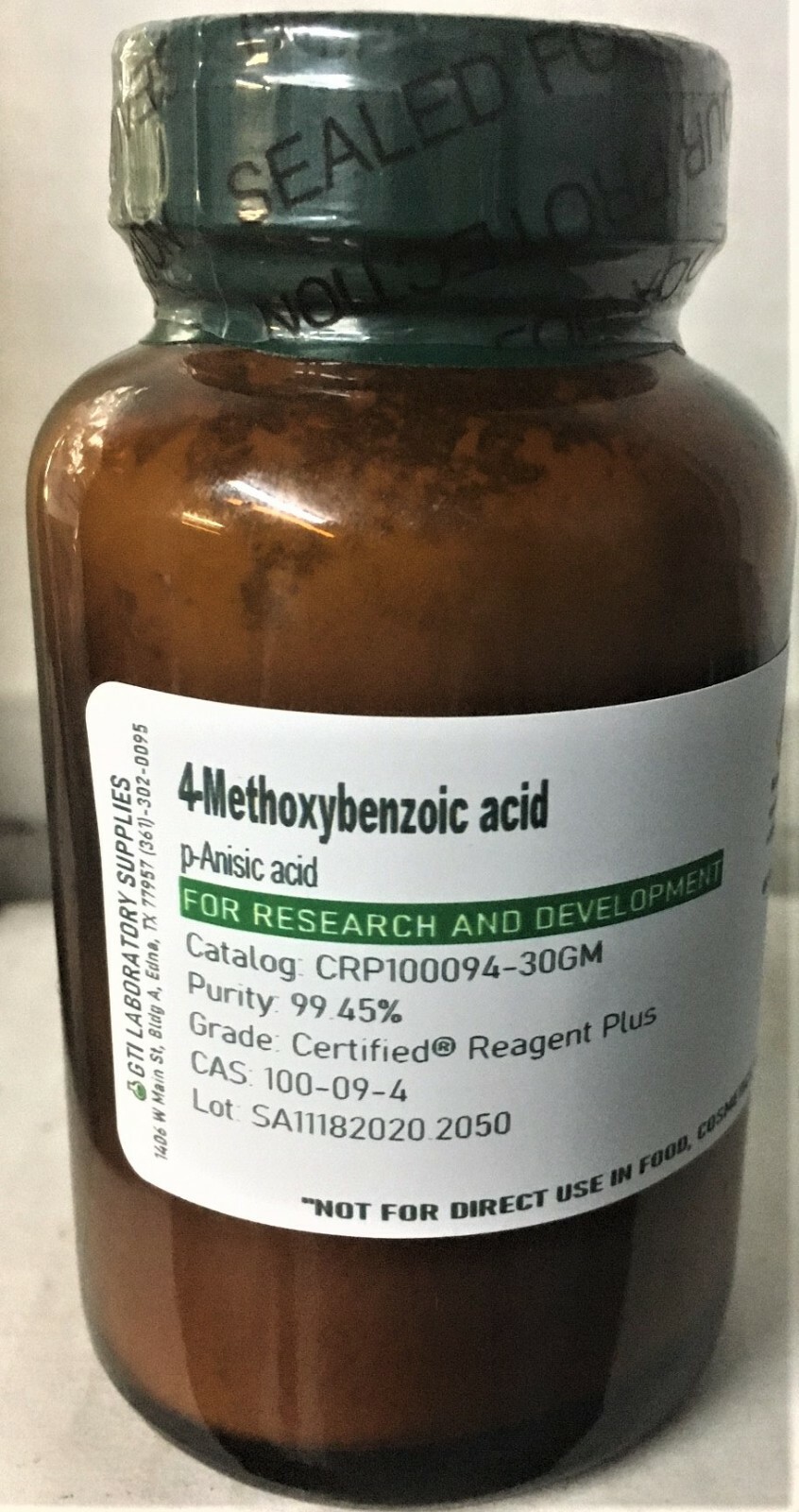 4-Methoxybenzoic acid, Certified® Reagent Plus 30g