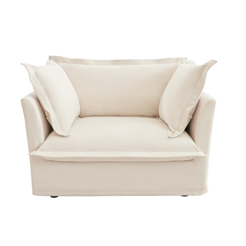 Armchair with 1 Big Back Cushion and 2 Big Toss Pillows Single Deep Seat Fabric