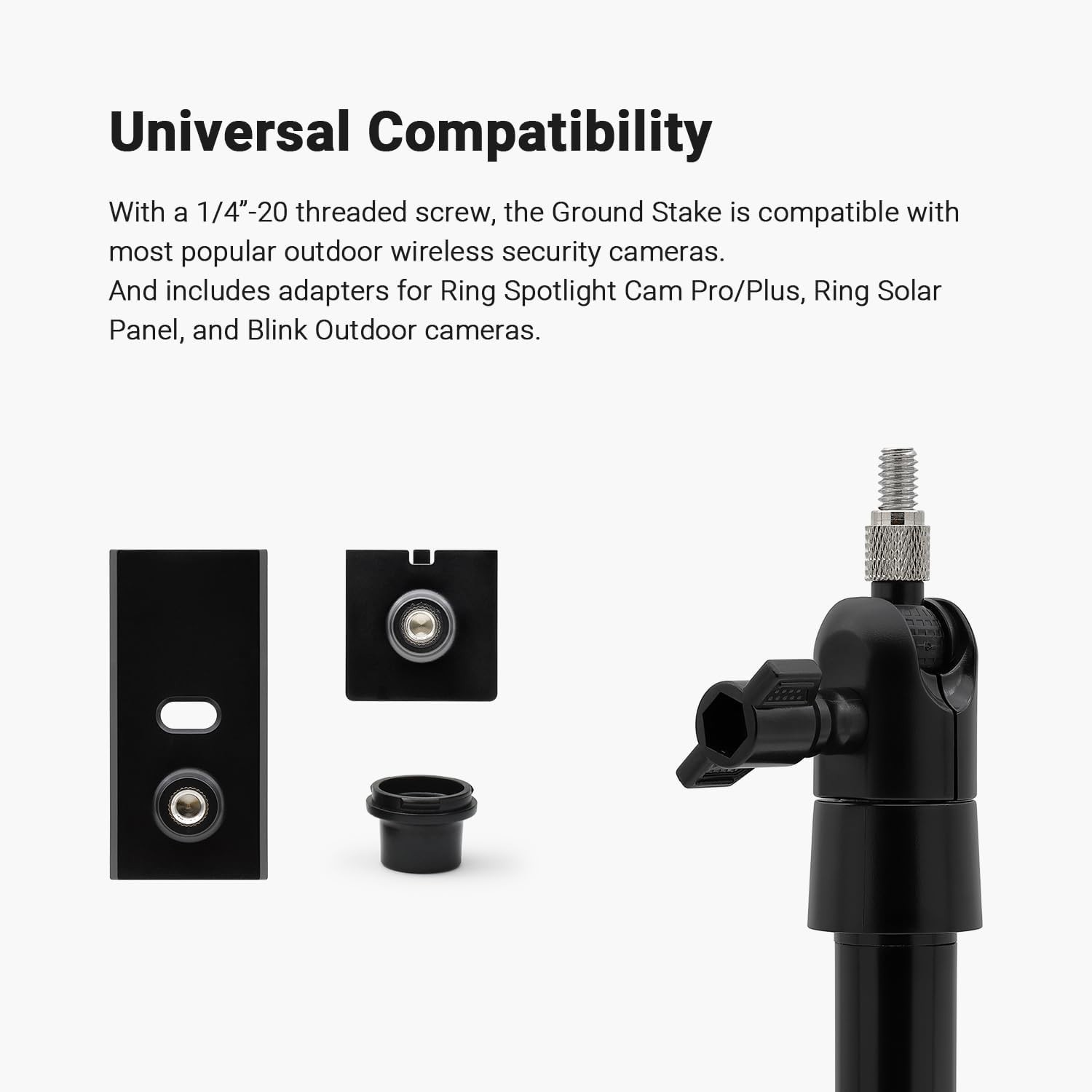 Adjustable Security Camera Ground Stake with 360° Swivel for Optimal Viewing