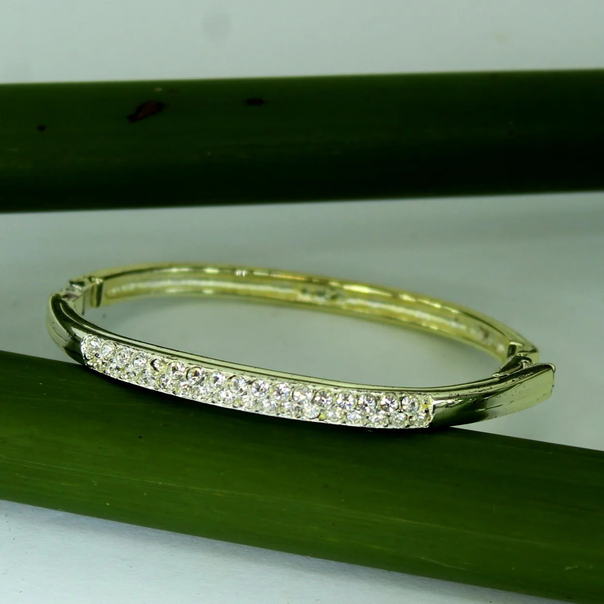 Brilliant Crystal Swarovski Oval Bracelet Pave 2 Row Crystals Signed Swan