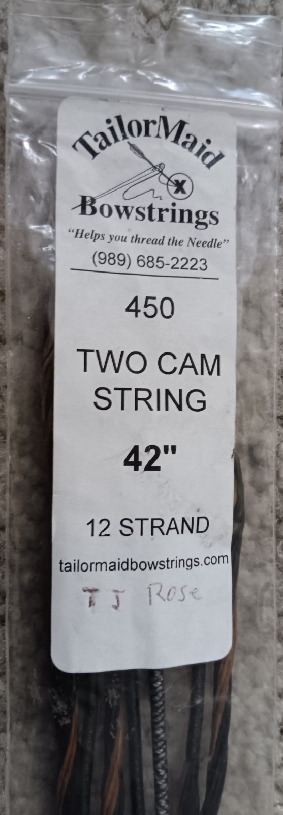 New Tailormaid Bowstring Two Cam String 42" Length 12 Strand!