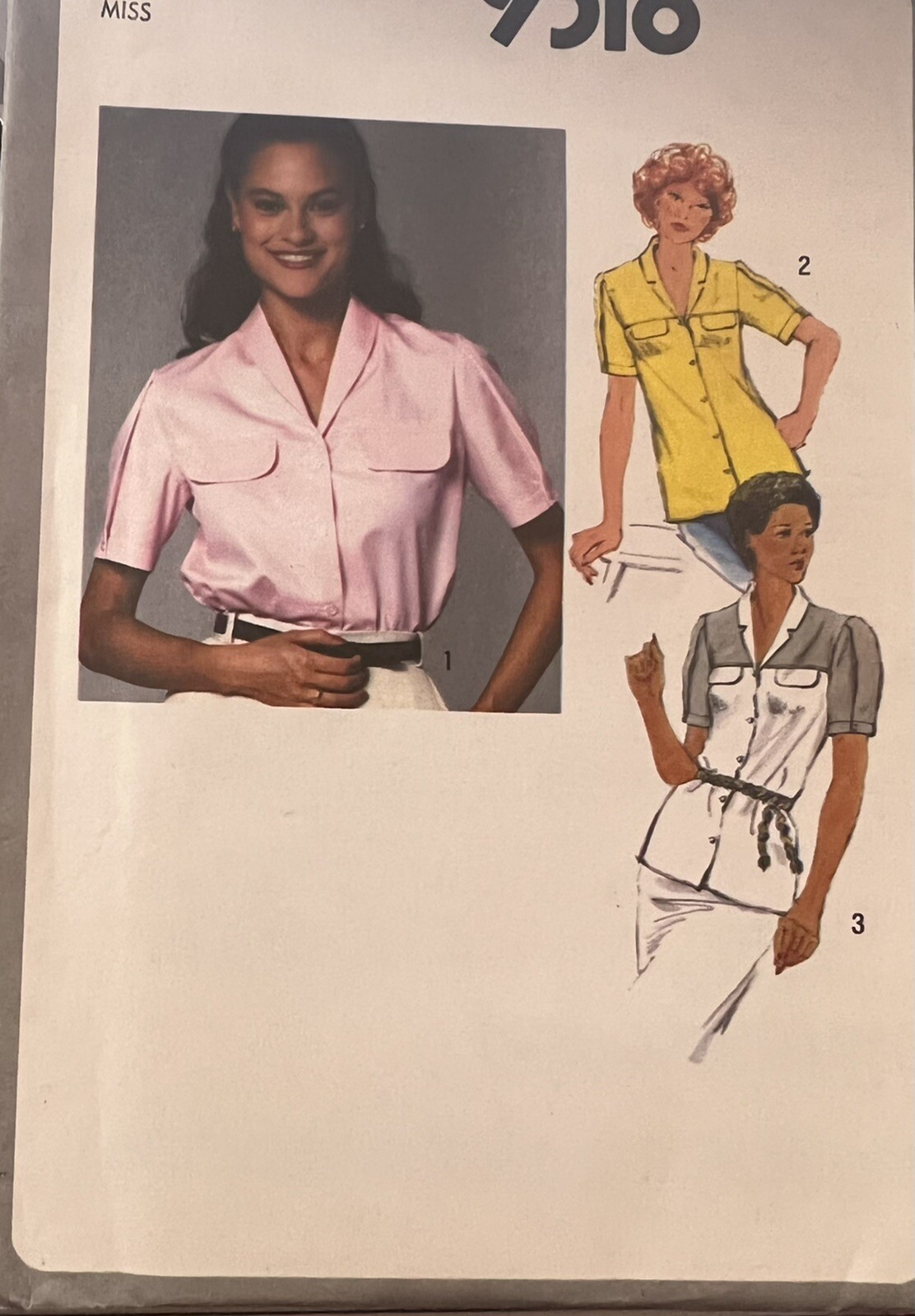 Vtg Simplicity pattern 9318 Misses' flap detail yoke Shirt size 6 & 8 uncut