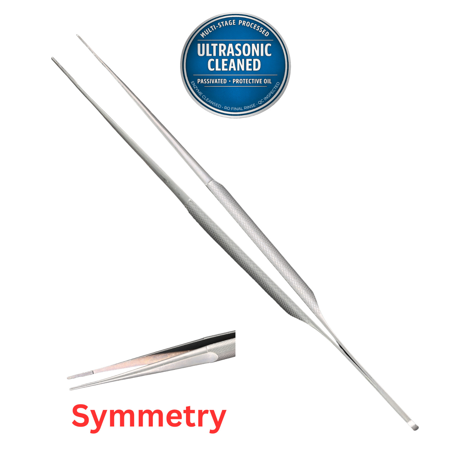 Symmetry 80-1732 Rhoton Dressing Forceps, Titanium, Serrated, Straight, 7"