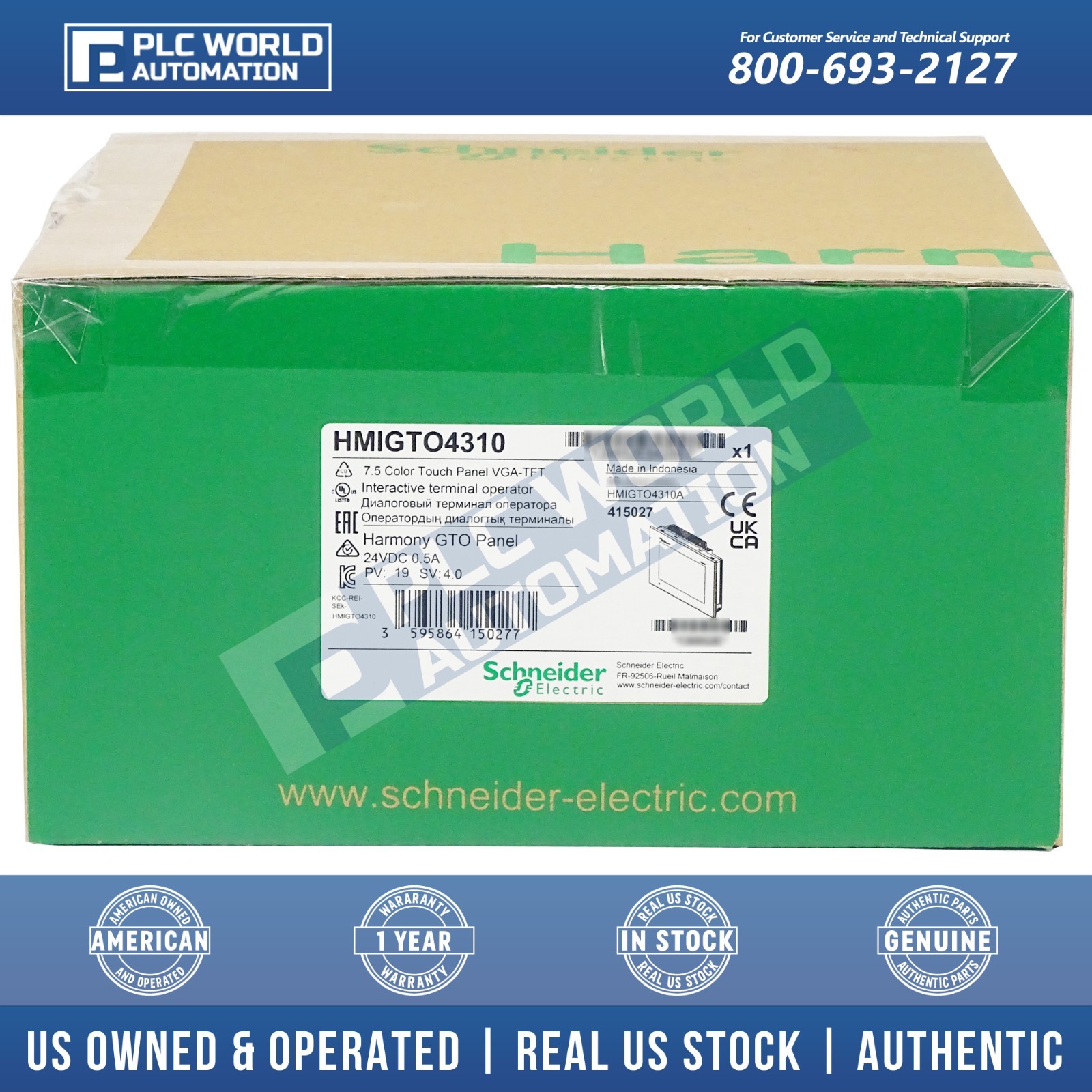 Schneider Electric HMIGTO4310 Harmony GTO Advanced Panel 7.5-inch, New Sealed
