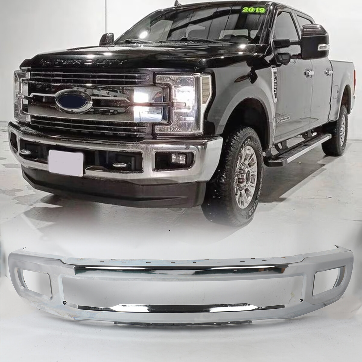NEW Chrome Front Bumper Face Bar for 2017-2019 Ford F250 F350 Super Duty w/ Fog