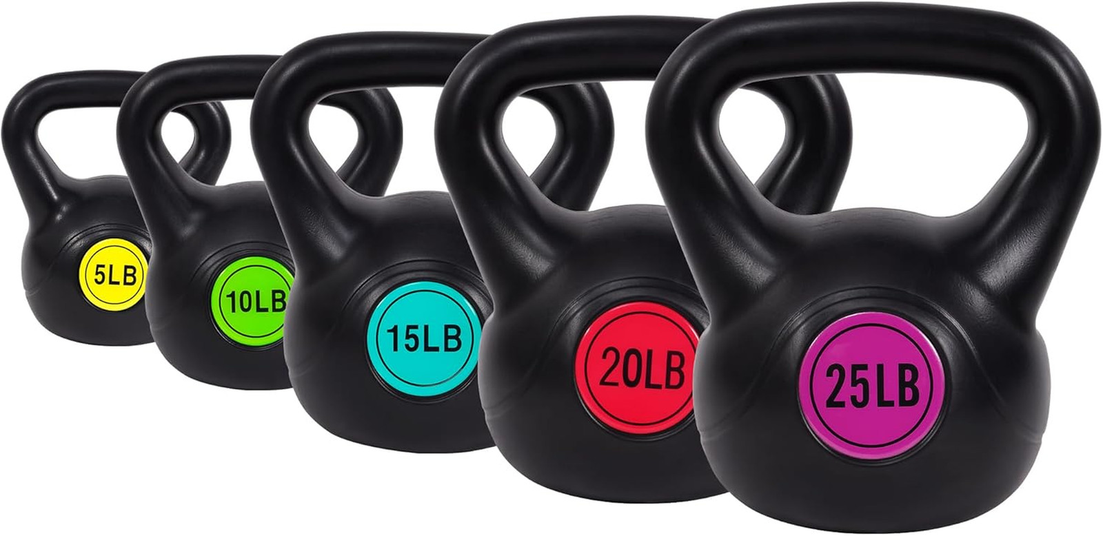 Balancefrom Vinyl Kettlebell Set, 30/45/50/75 Pound Options – Cement-Filled Stre