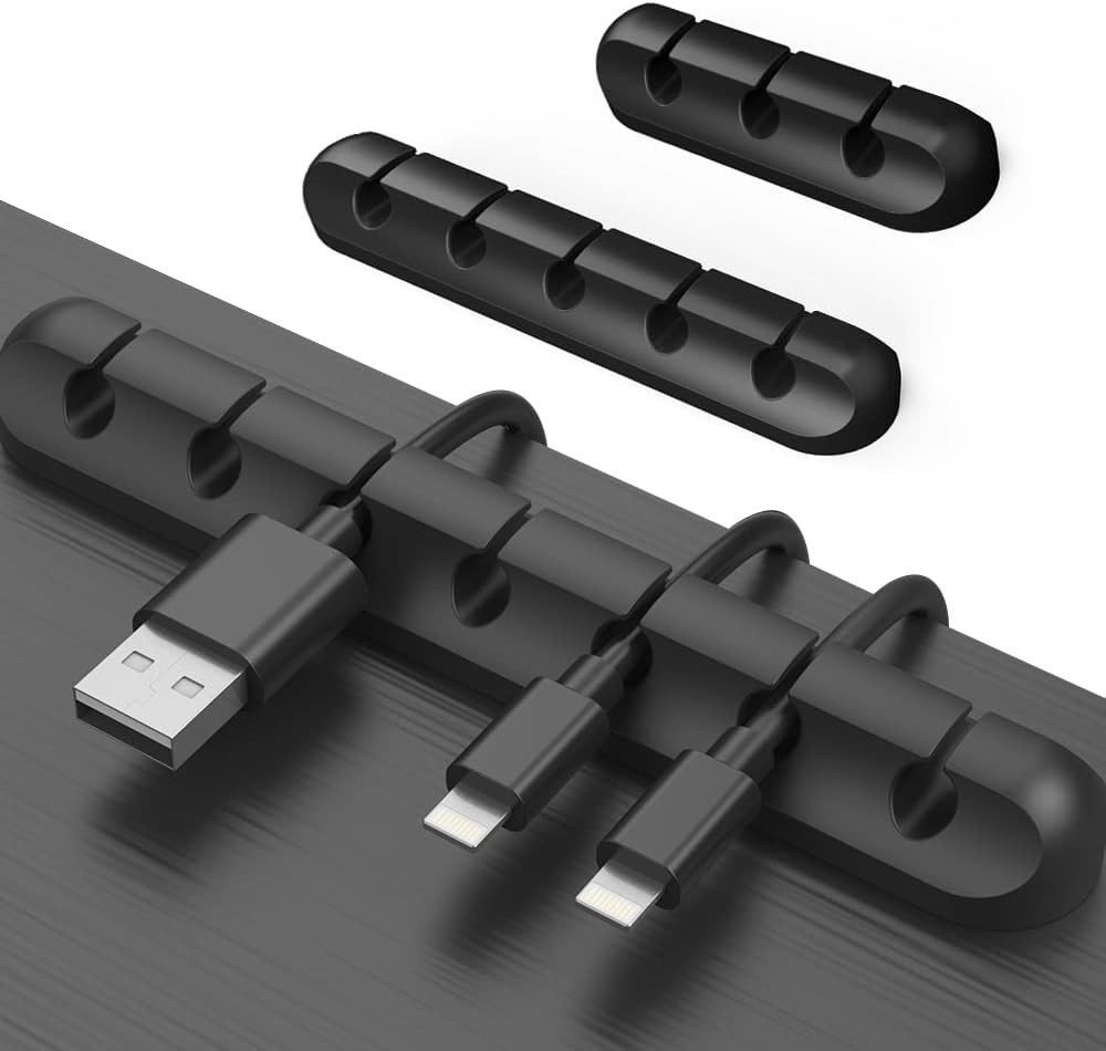Cable Clips Cord Organizer, 3 Pack Silicone Wire Holders (7/5/3 Slots)