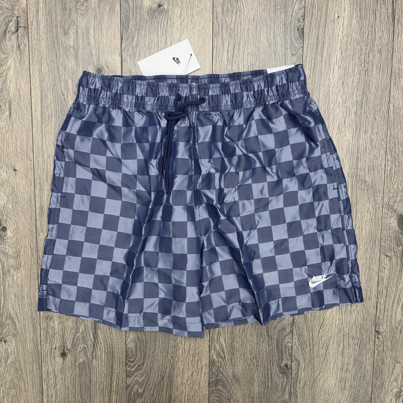 Nike Shorts Large Mens Midnight Navy White Club Flow Checkers $60