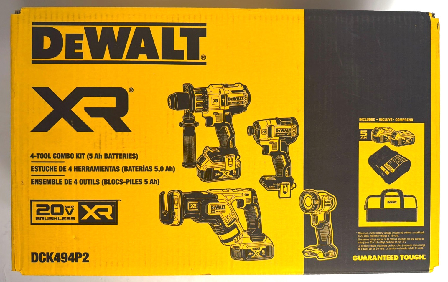 [NEW] (DCK494P2)  DEWALT 20V MAX 4-Tool Combo Kit