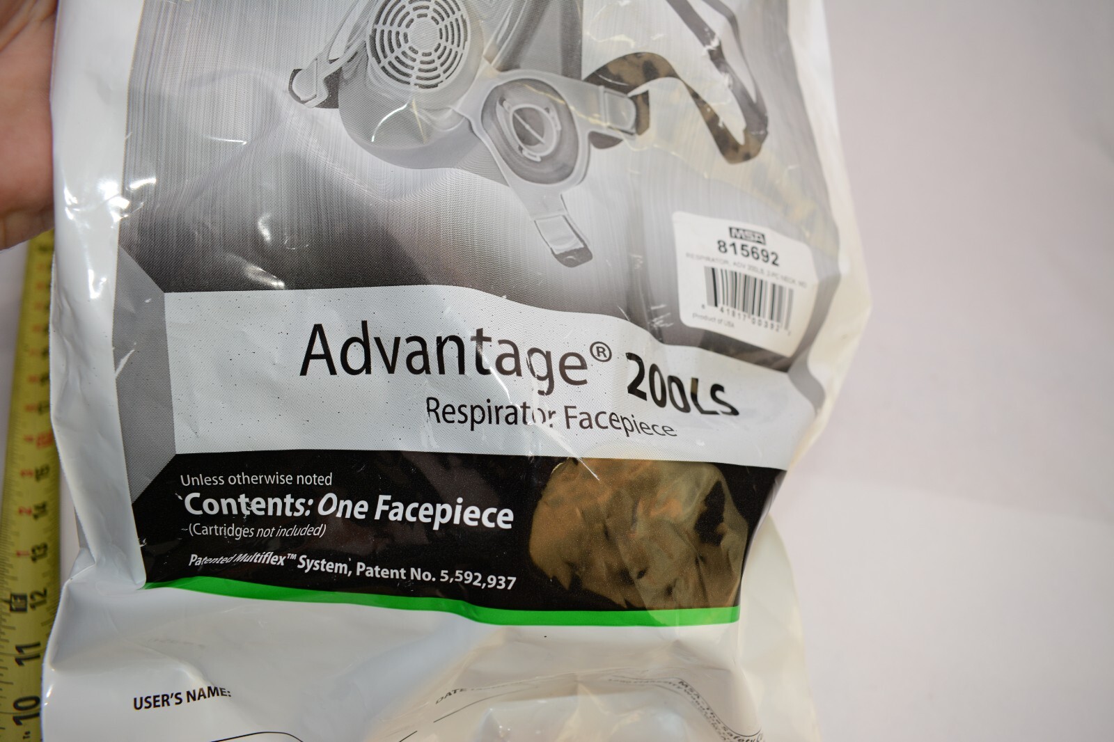 LOT 4pc MSA Advantage 200 LS Respirator, with 2-Piece Neckstrap, Medium, Blue