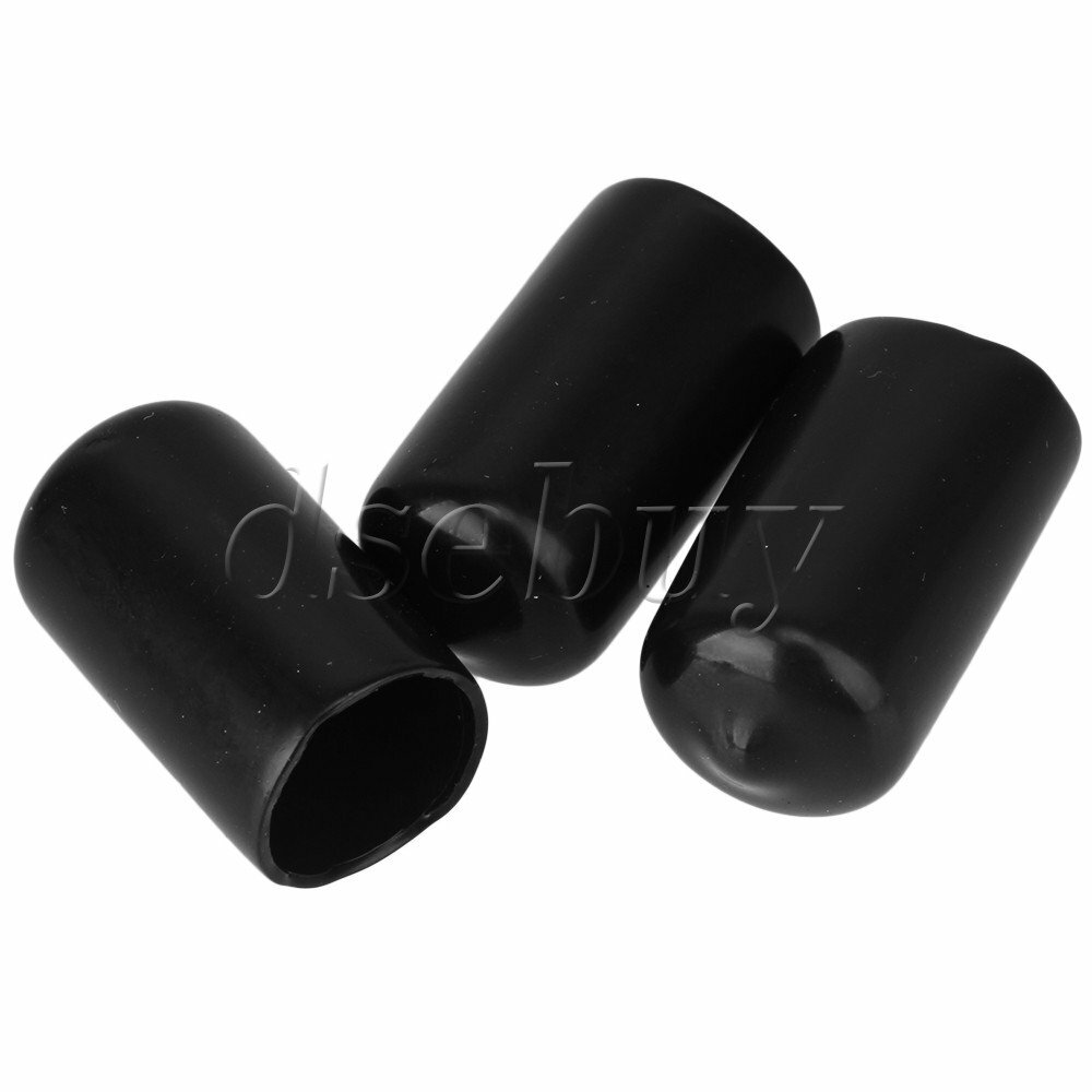 10 x Black Round Rubber Finisher Pipe Stop Screw Thread Guard Cover 14mm Dia