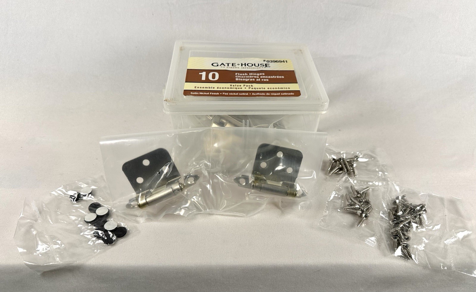 Gate House 10 pack flush Cabinet hinge Satin Nickel finish Lot of 2 Boxes NEW!