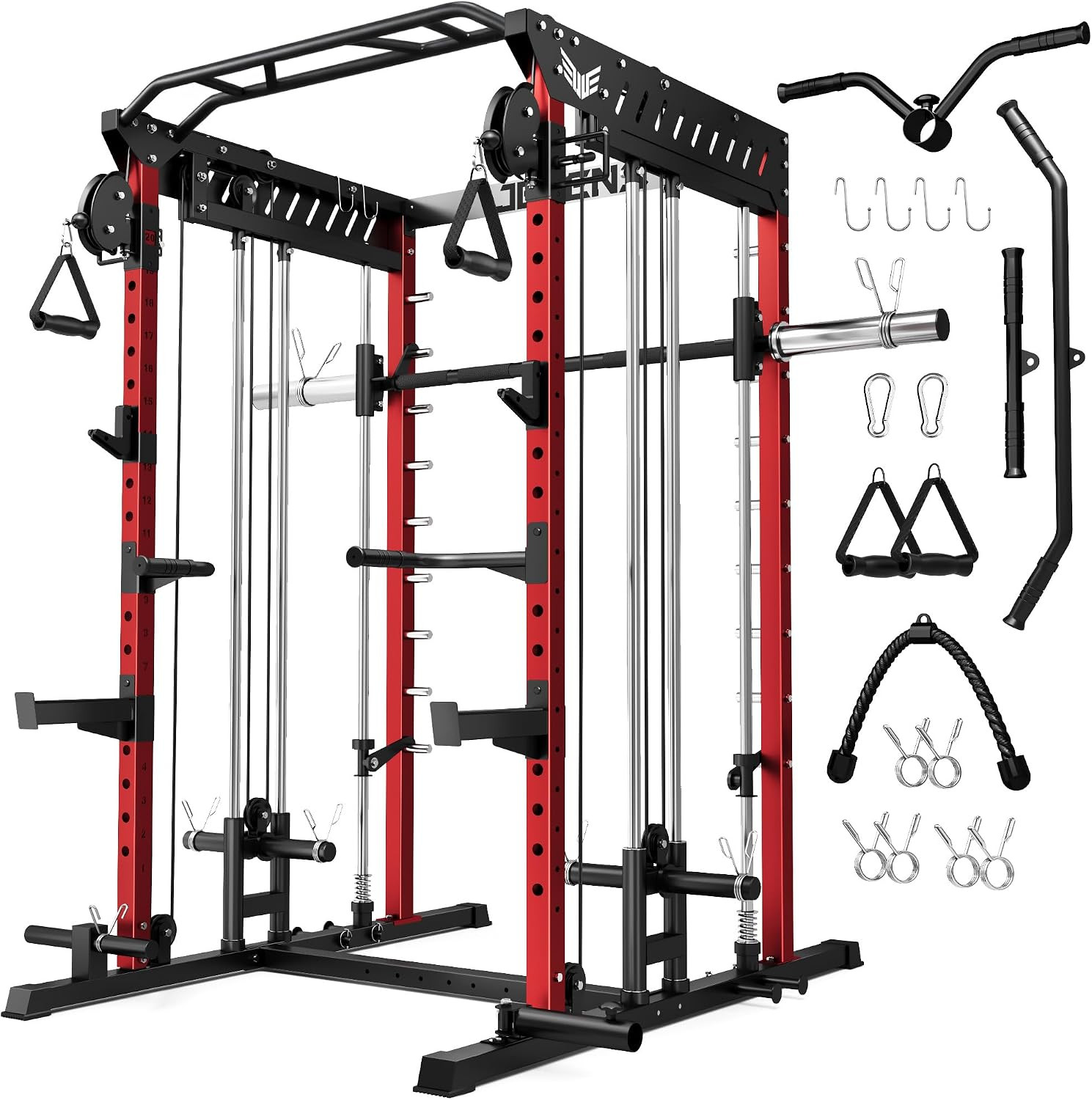 M21 Smith Machine, Multi-Function Power Cage with Dual Pulley Cable Crossover Sy