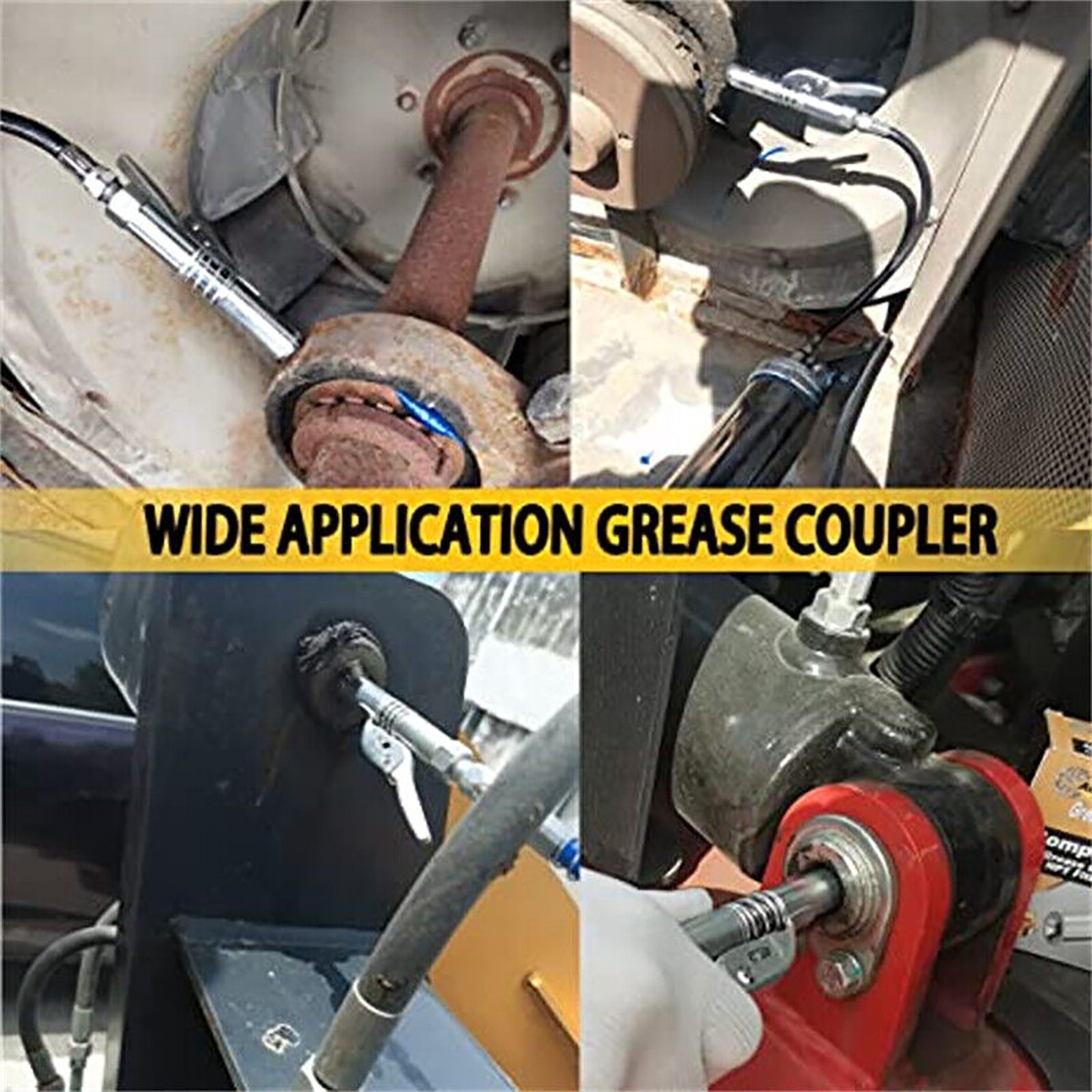 2x High Pressure Grease Gun Coupler Quick Release Lock Oil Injection Nozzle