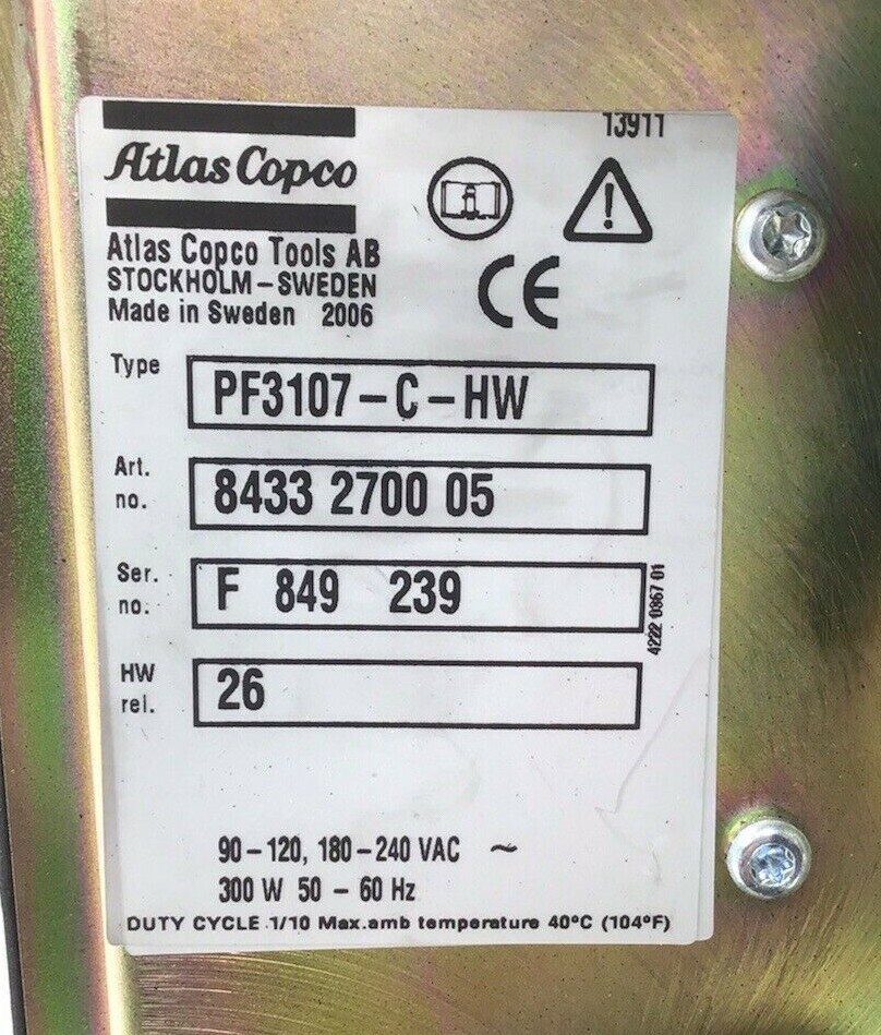 ATLAS COPCO 8433 2700 05 TENSOR 3-7 NUTRUNNER CONTROLLER