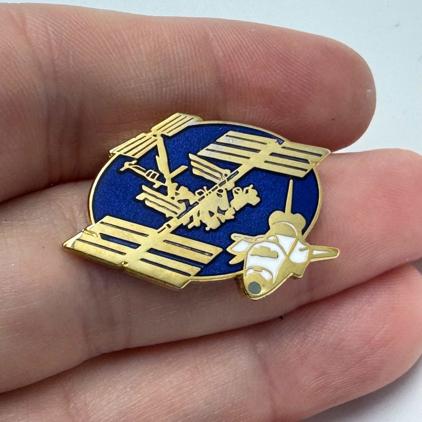 Vintage Space Shuttle International Space Station ISS Logo Lapel Pin Gold
