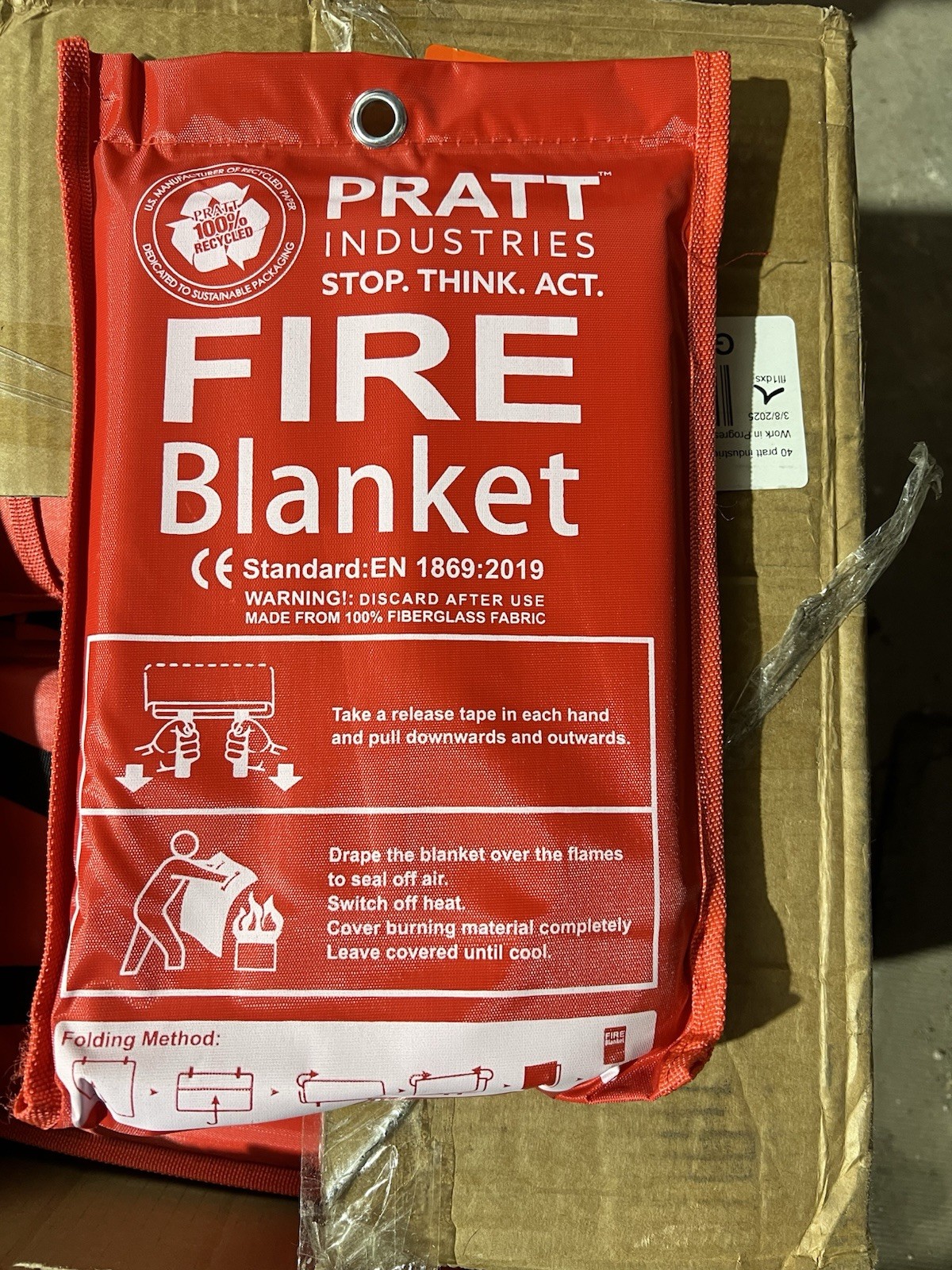 Fire Blanket Lot of 2 Standard: BS EN-1869: 2019 1.0m X 1.0m ships free fast
