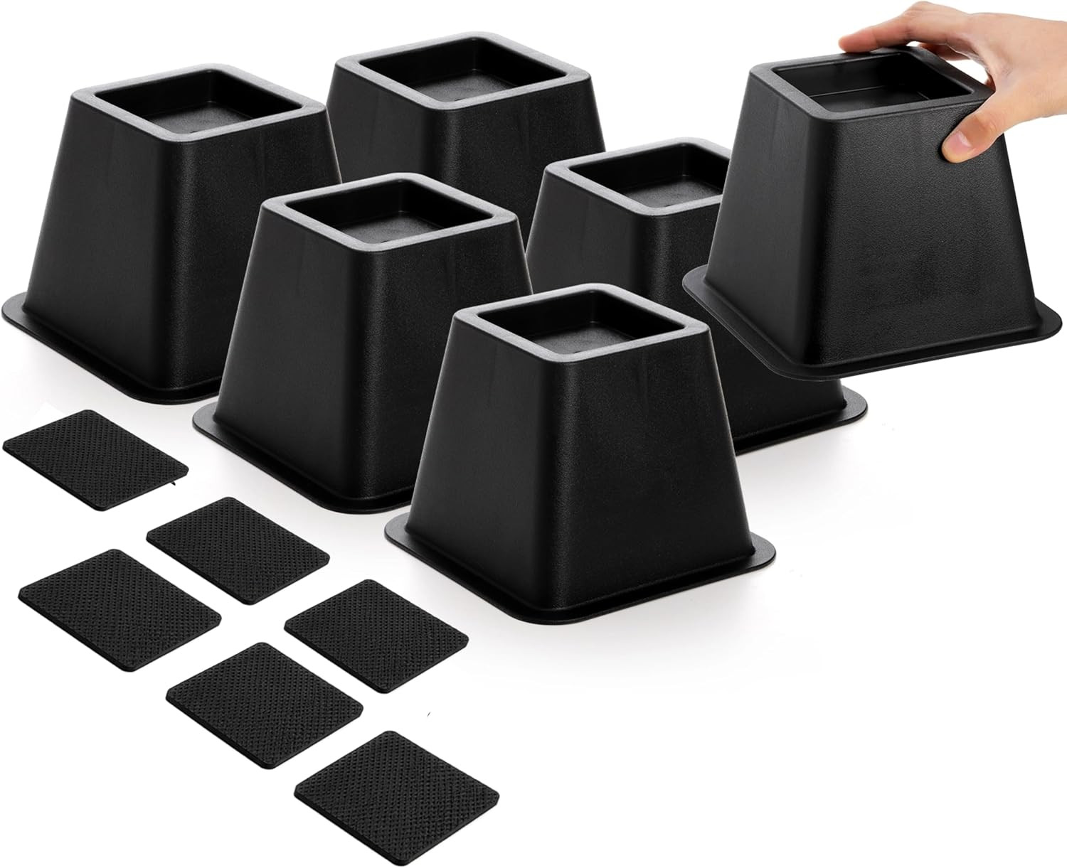 Bed Risers 4 Inch Heavy Duty, 6 Pack Durable Plastic Furniture Lifts, Supports 2