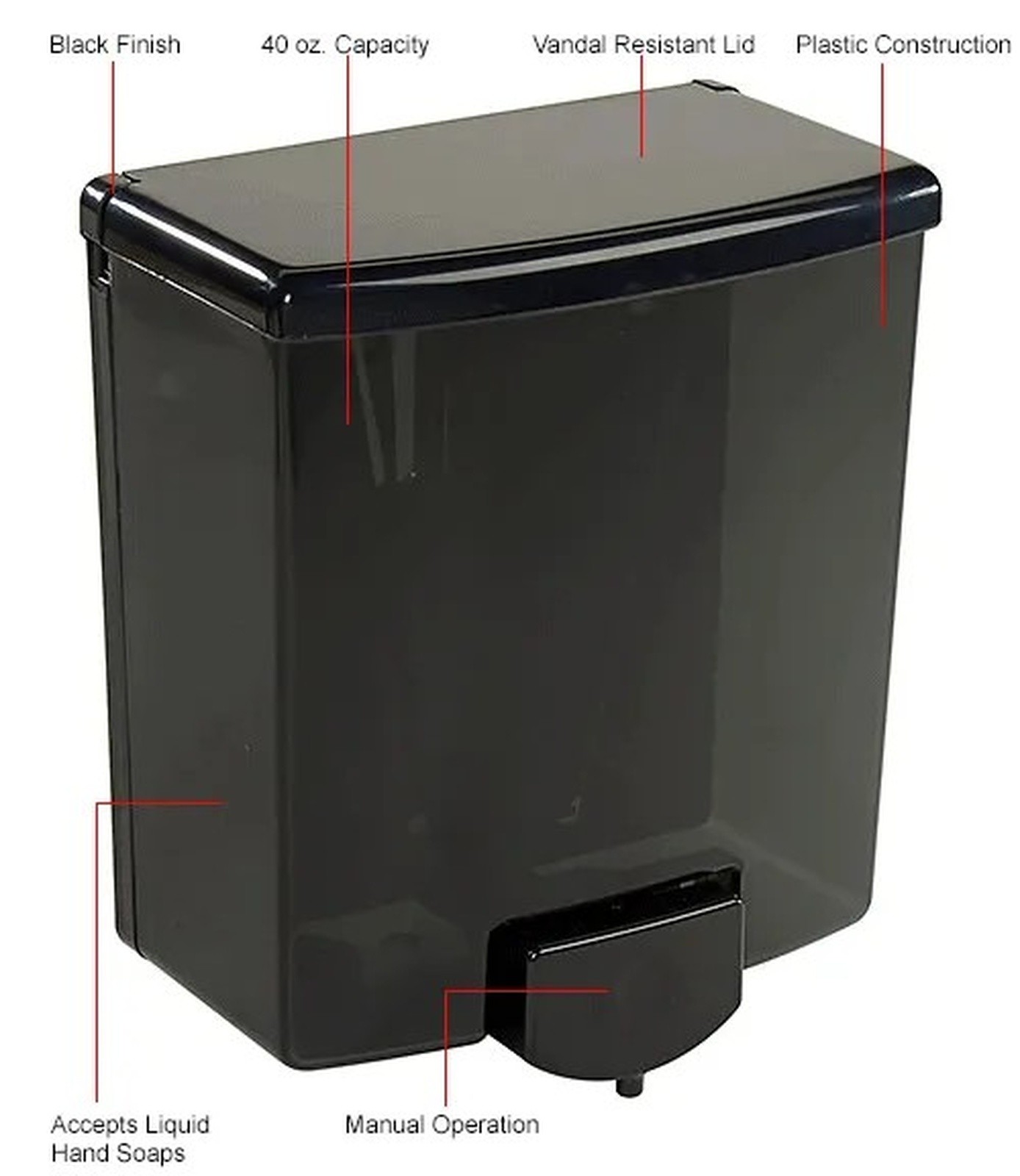 Bobrick? ClassicSeries? Surface Mounted Black Soap Dispenser - B-42
