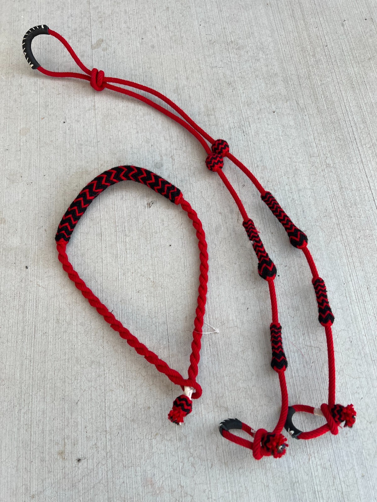 Red & Black Charro Horse Reins and Bosal set Riendas Charras y Bosal Color Rojo